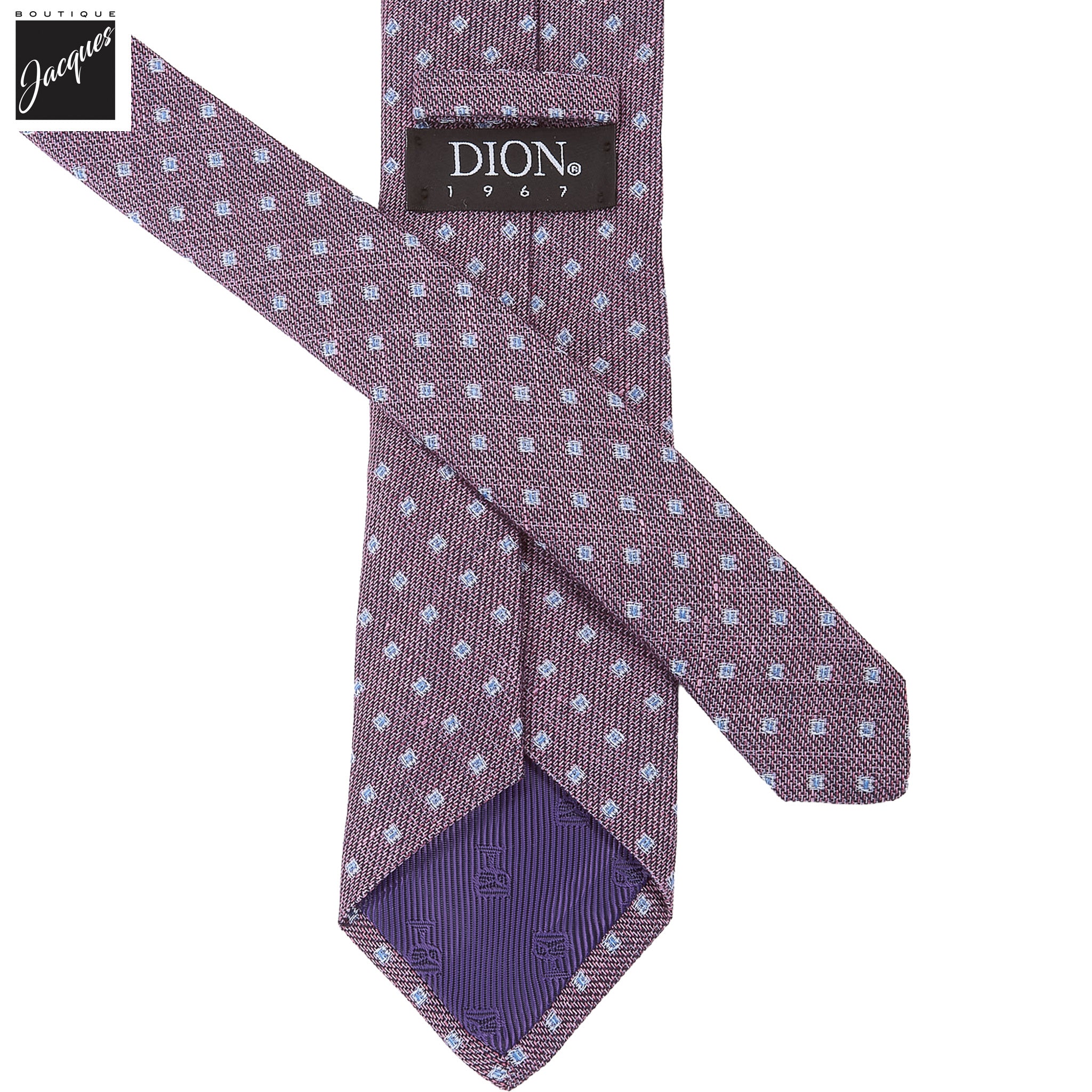 Plum Mélange Micro Diamond Woven Silk-Linen Tie - DION