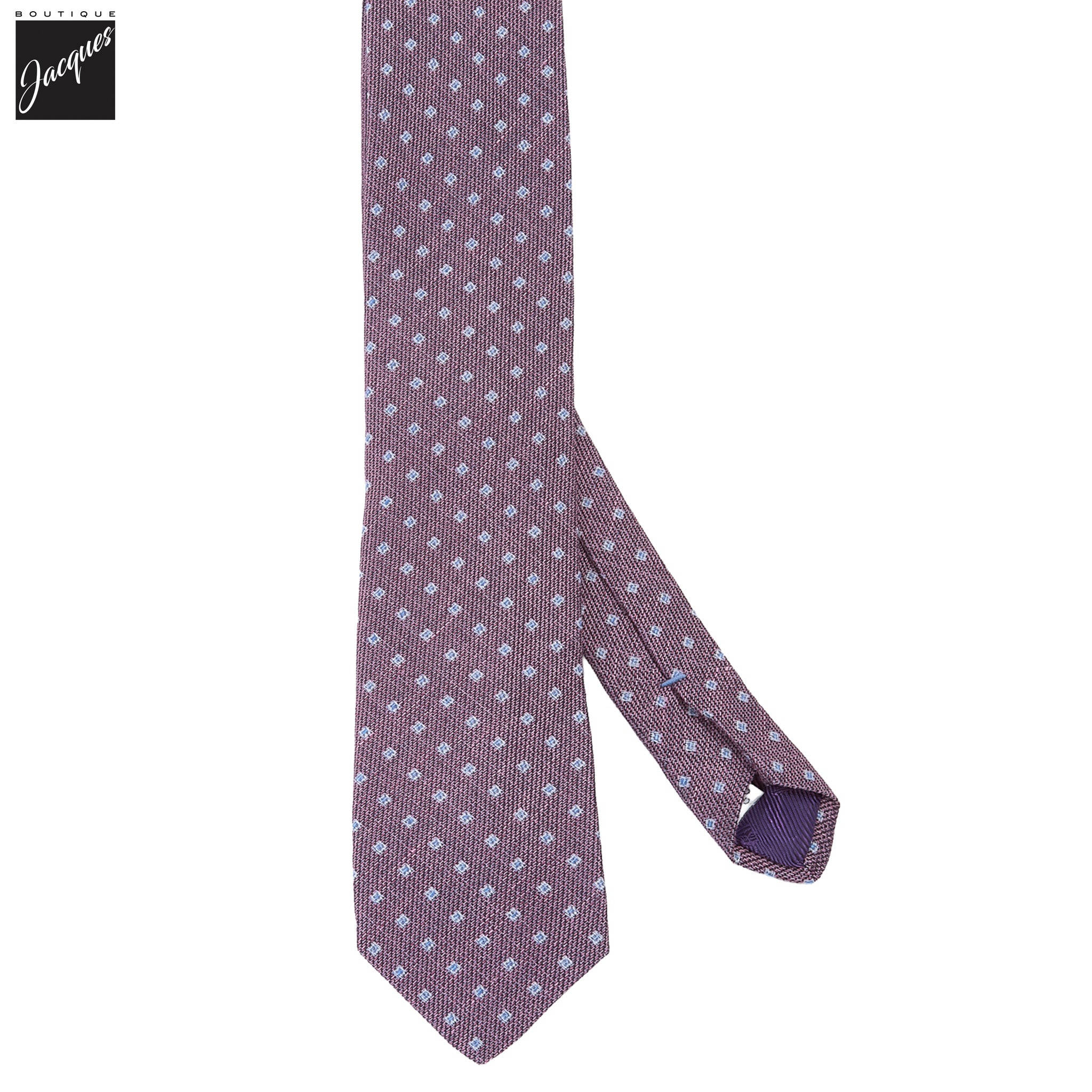 Plum Mélange Micro Diamond Woven Silk-Linen Tie - DION
