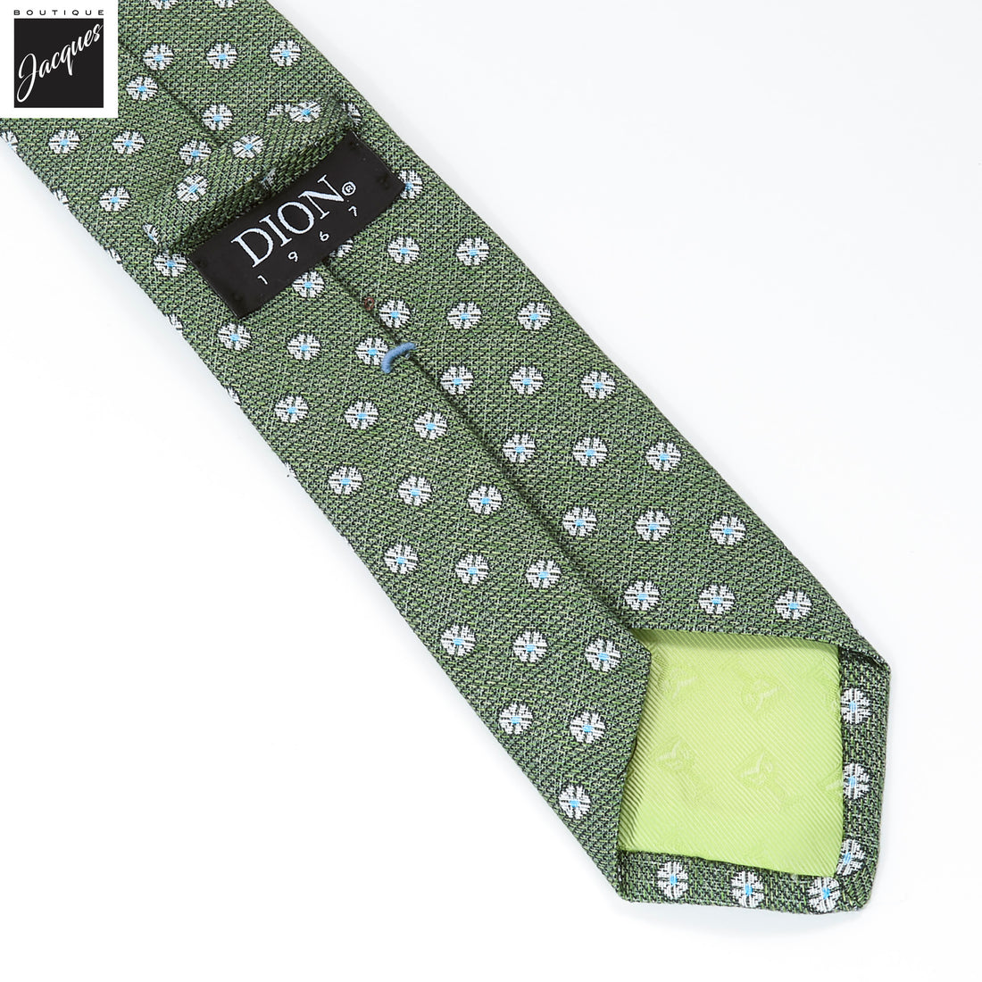Green Mélange Floral Woven Silk-Linen Tie - DION