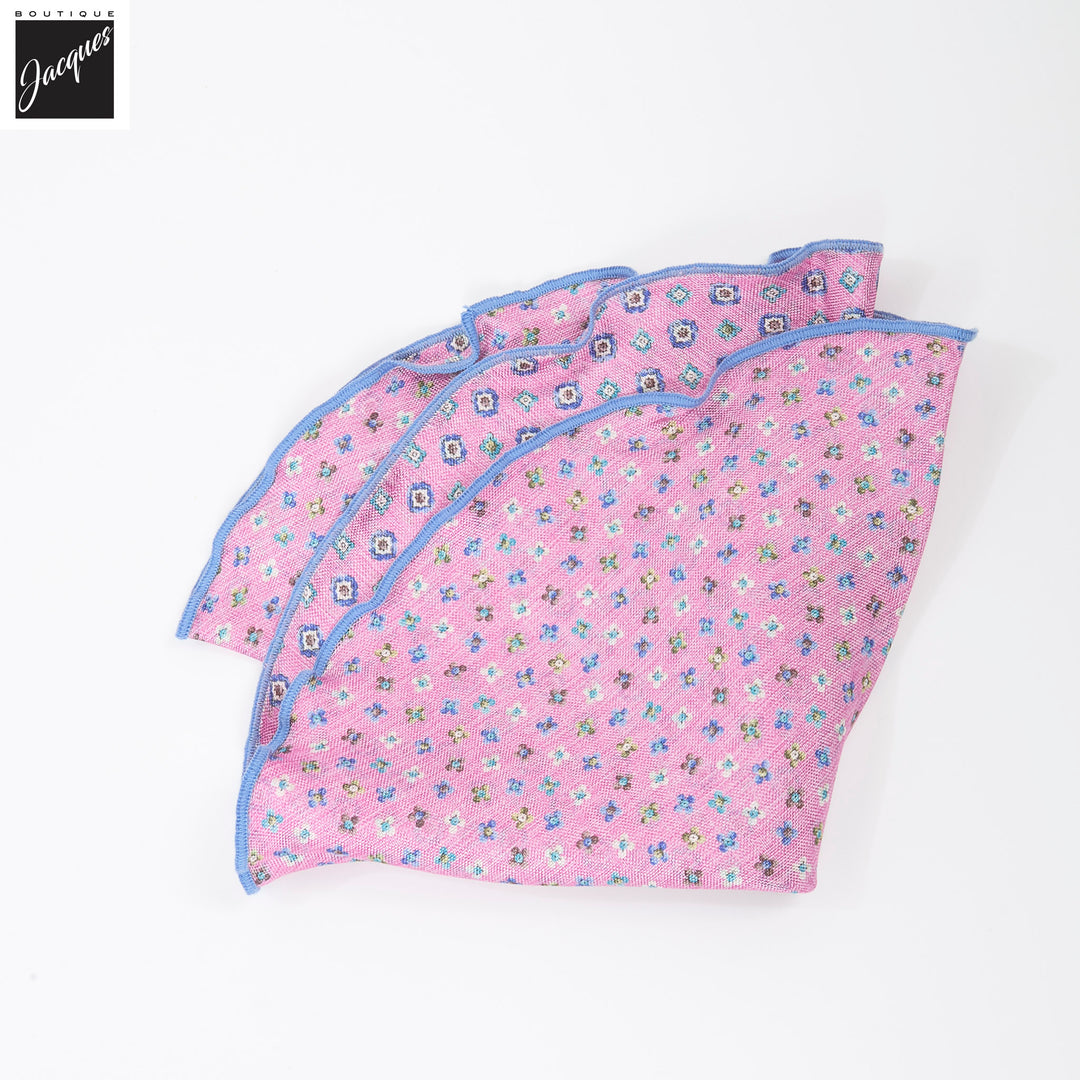 Pink Floral/Medallion Reversible Silk Pocket Round - DION - Boutique Jacques International
