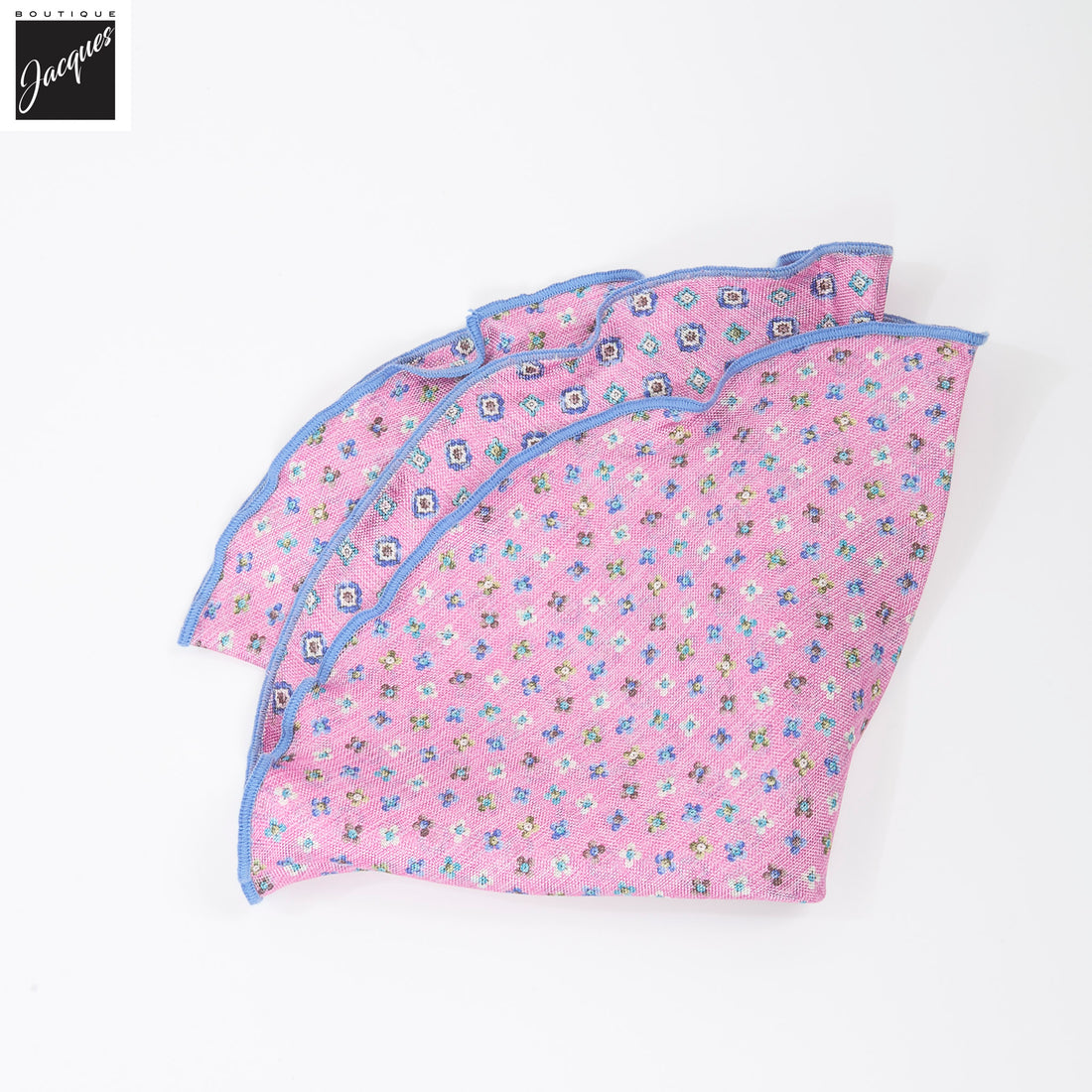 Pink Floral/Medallion Reversible Silk Pocket Round - DION - Boutique Jacques International