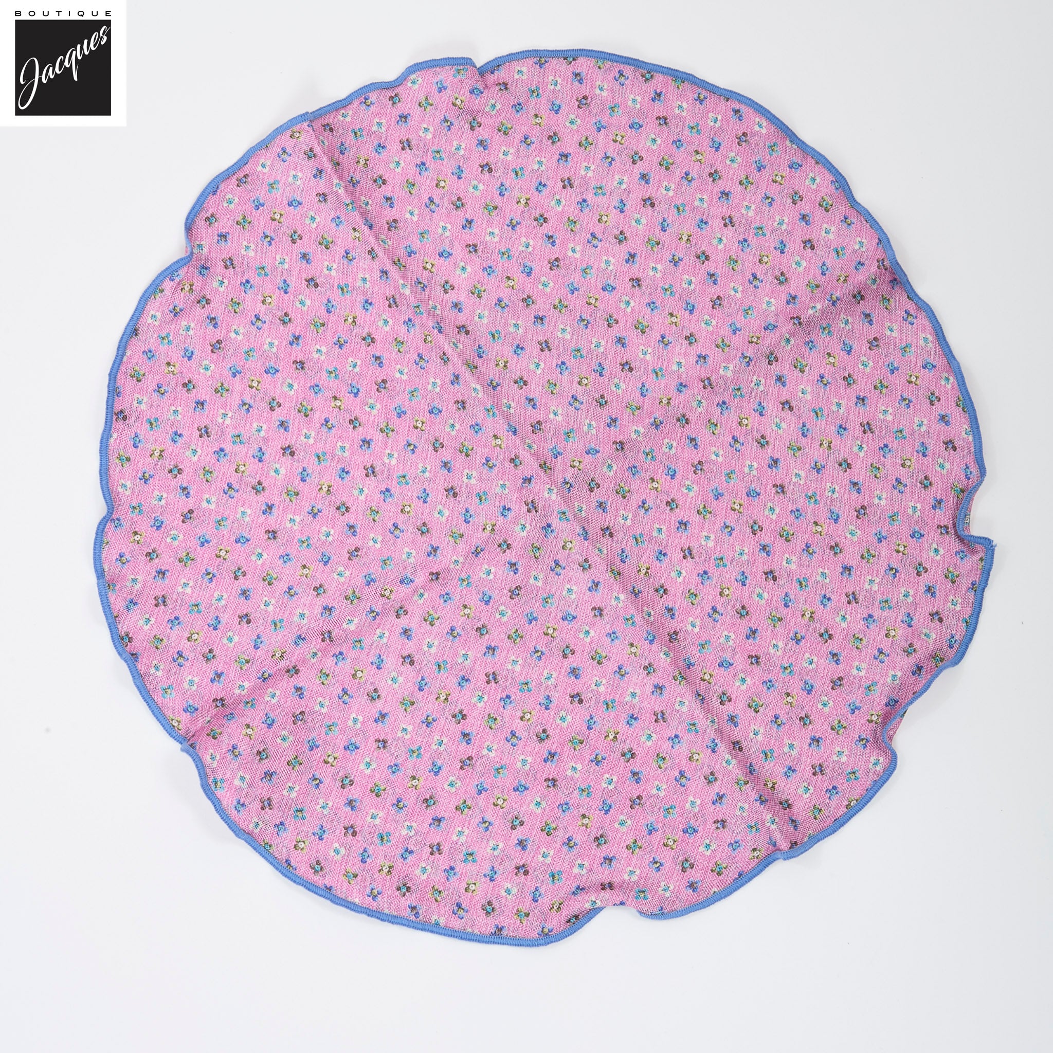Pink Floral/Medallion Reversible Silk Pocket Round - DION - Boutique Jacques International