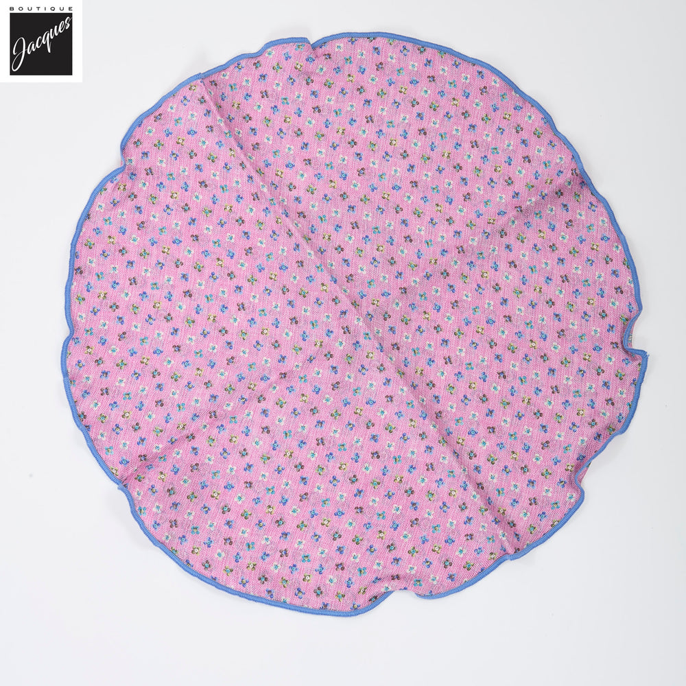 Pink Floral/Medallion Reversible Silk Pocket Round - DION - Boutique Jacques International