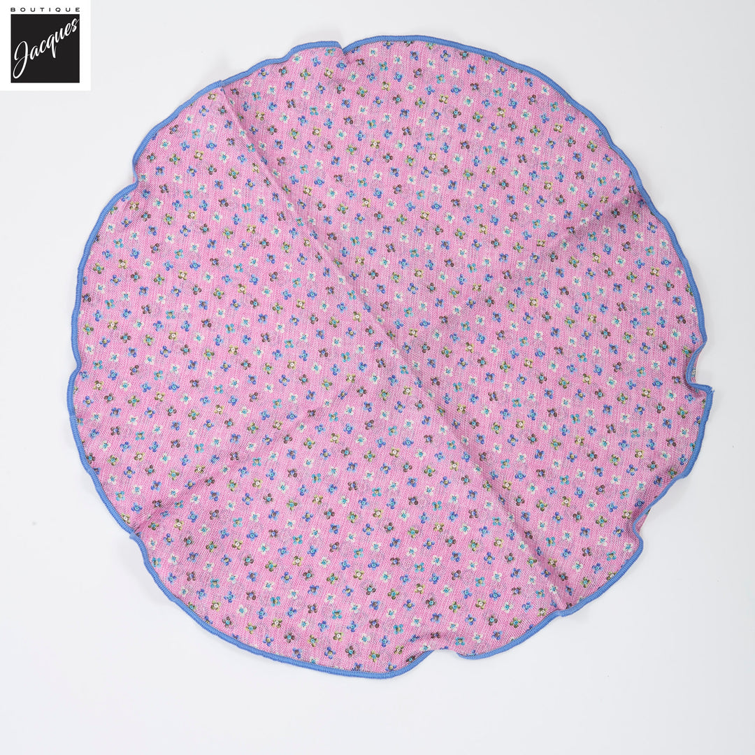 Pink Floral/Medallion Reversible Silk Pocket Round - DION - Boutique Jacques International