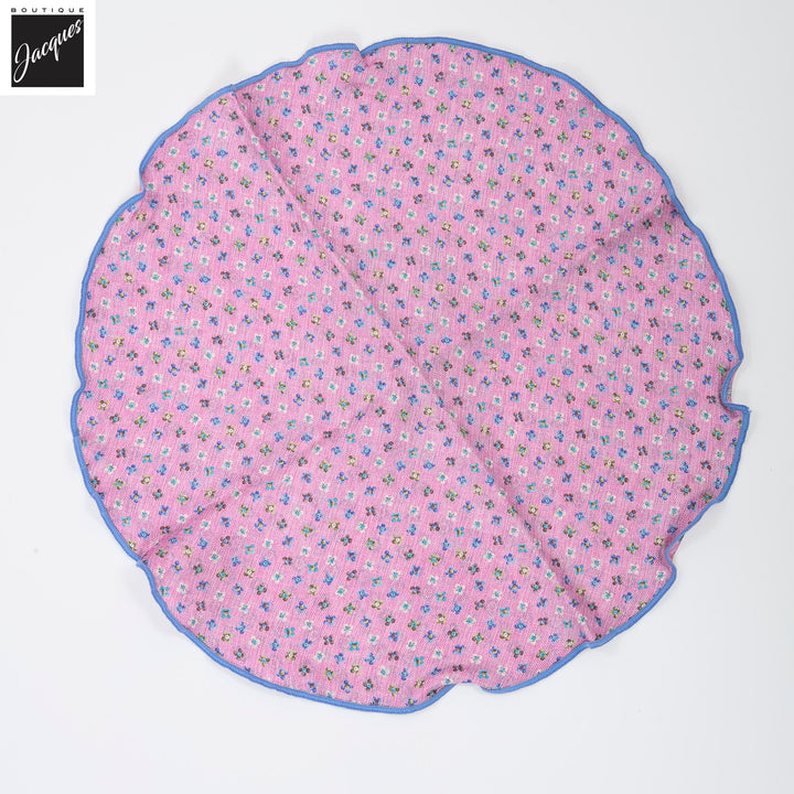 Pink Floral/Medallion Reversible Silk Pocket Round - DION - Boutique Jacques International