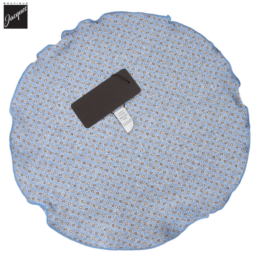 Light Blue Flower/Medallion Motif Reversible Silk Pocket Round - DION - Boutique Jacques International