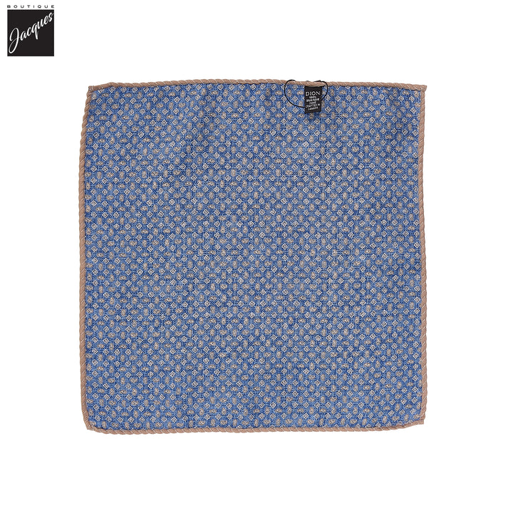 Denim Blue Floral/Micro-Paisley Reversible Silk Pocket Square - DION - Boutique Jacques International