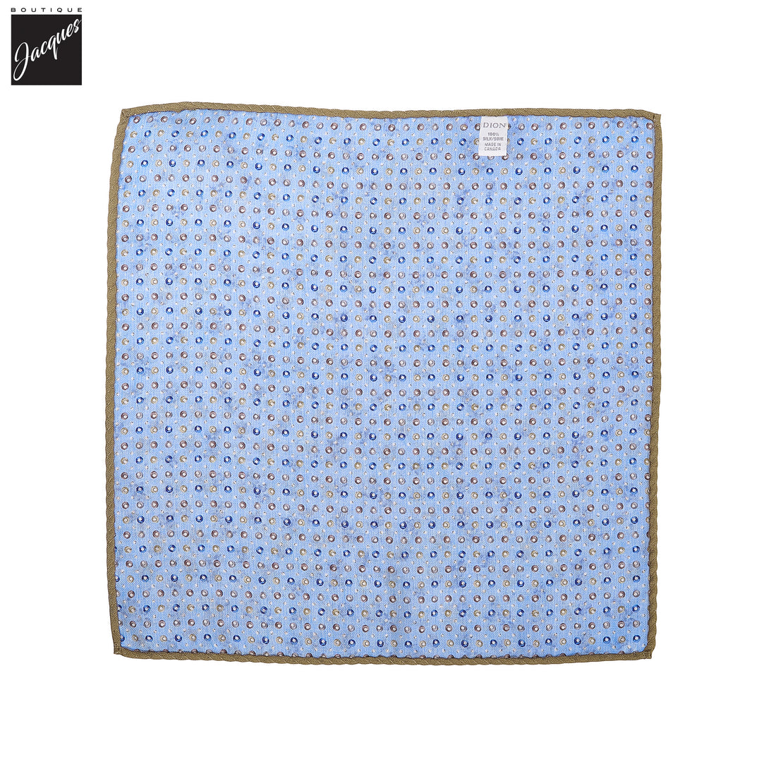 Light Blue Floral/Micro-Medallion Reversible Silk Pocket Square - DION - Boutique Jacques International