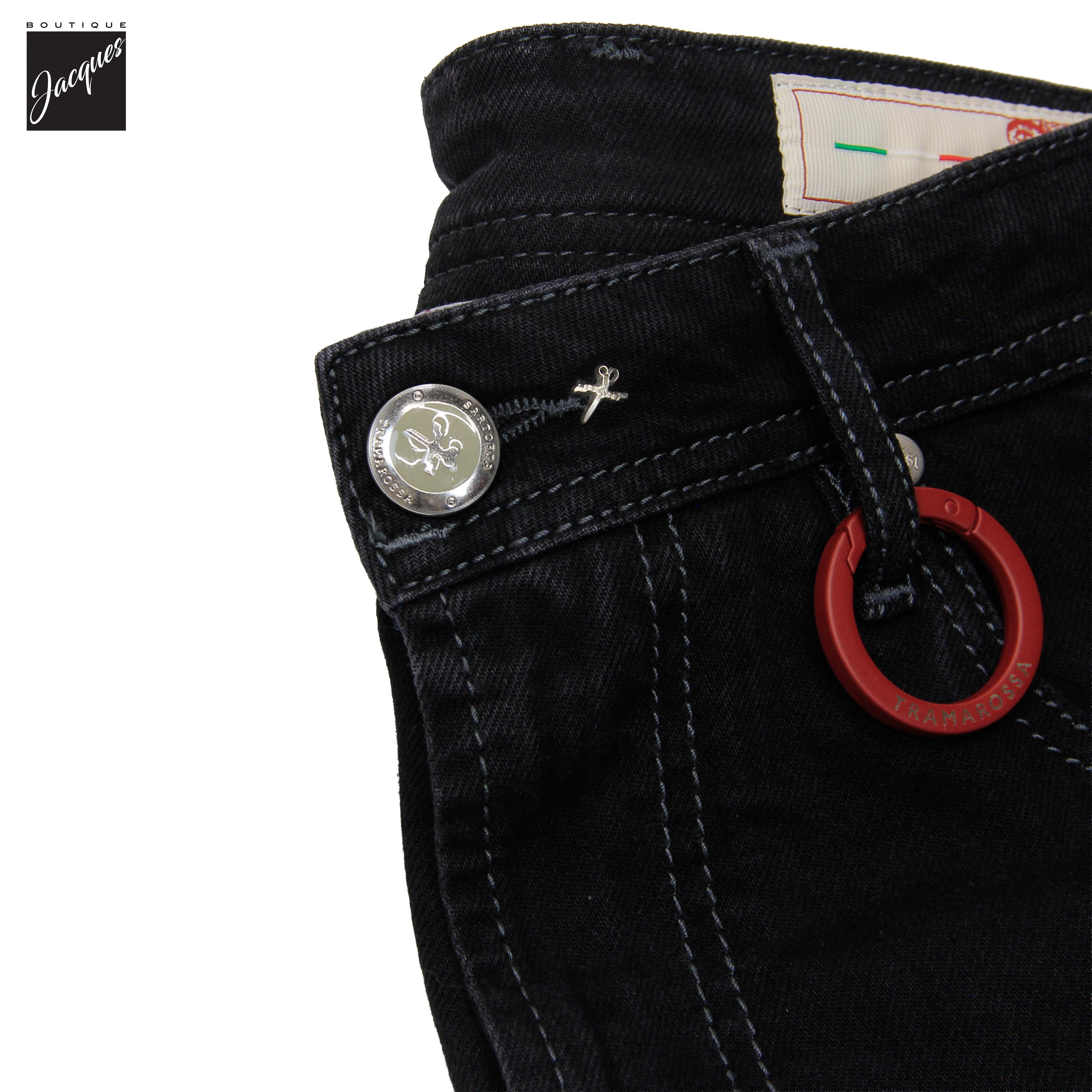 Denim Michel-Ange Noir Coupe Moderne en Coton Stretch Toucher Doux - TRAMAROSSA