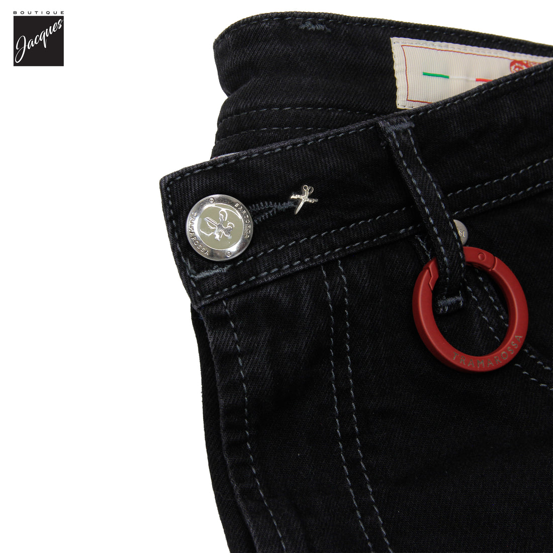 Denim Michel-Ange Noir Coupe Moderne en Coton Stretch Toucher Doux - TRAMAROSSA
