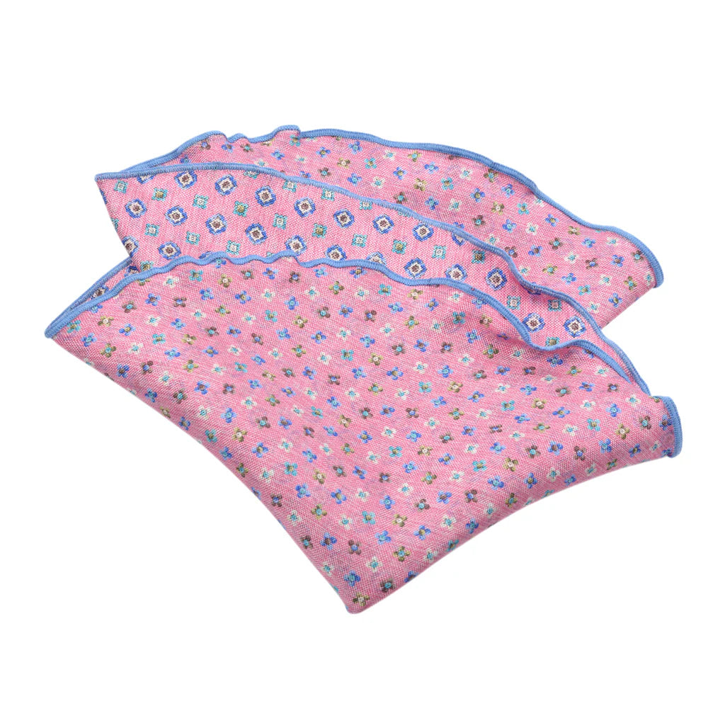 Pink Floral/Medallion Reversible Silk Pocket Round - DION - Boutique Jacques International