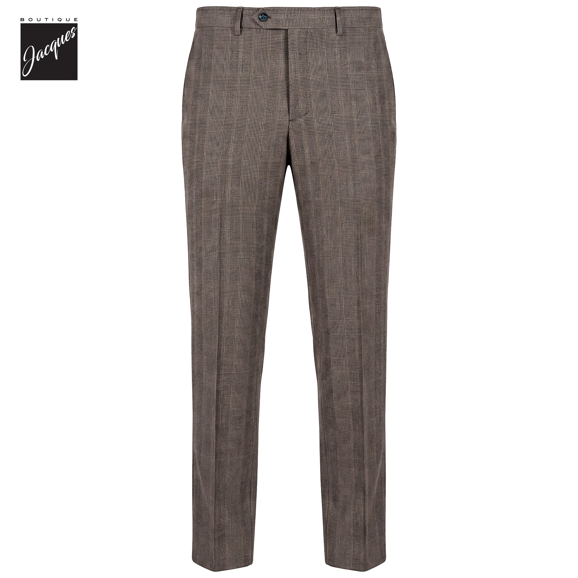 Black & Caramel Prince-of-Wales Wool Vulcano Fit Flannel Trousers - Berwich