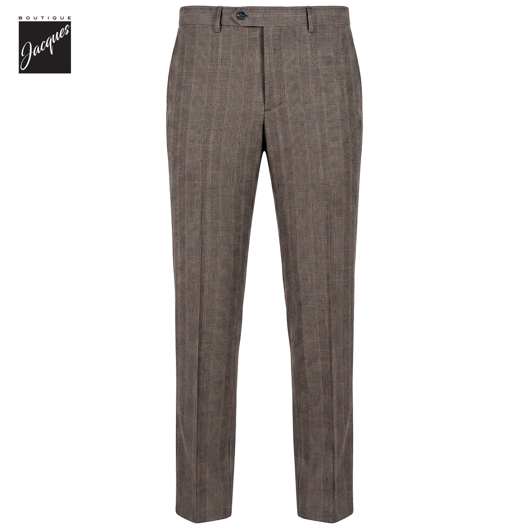 Black & Caramel Prince-of-Wales Wool Vulcano Fit Flannel Trousers - Berwich