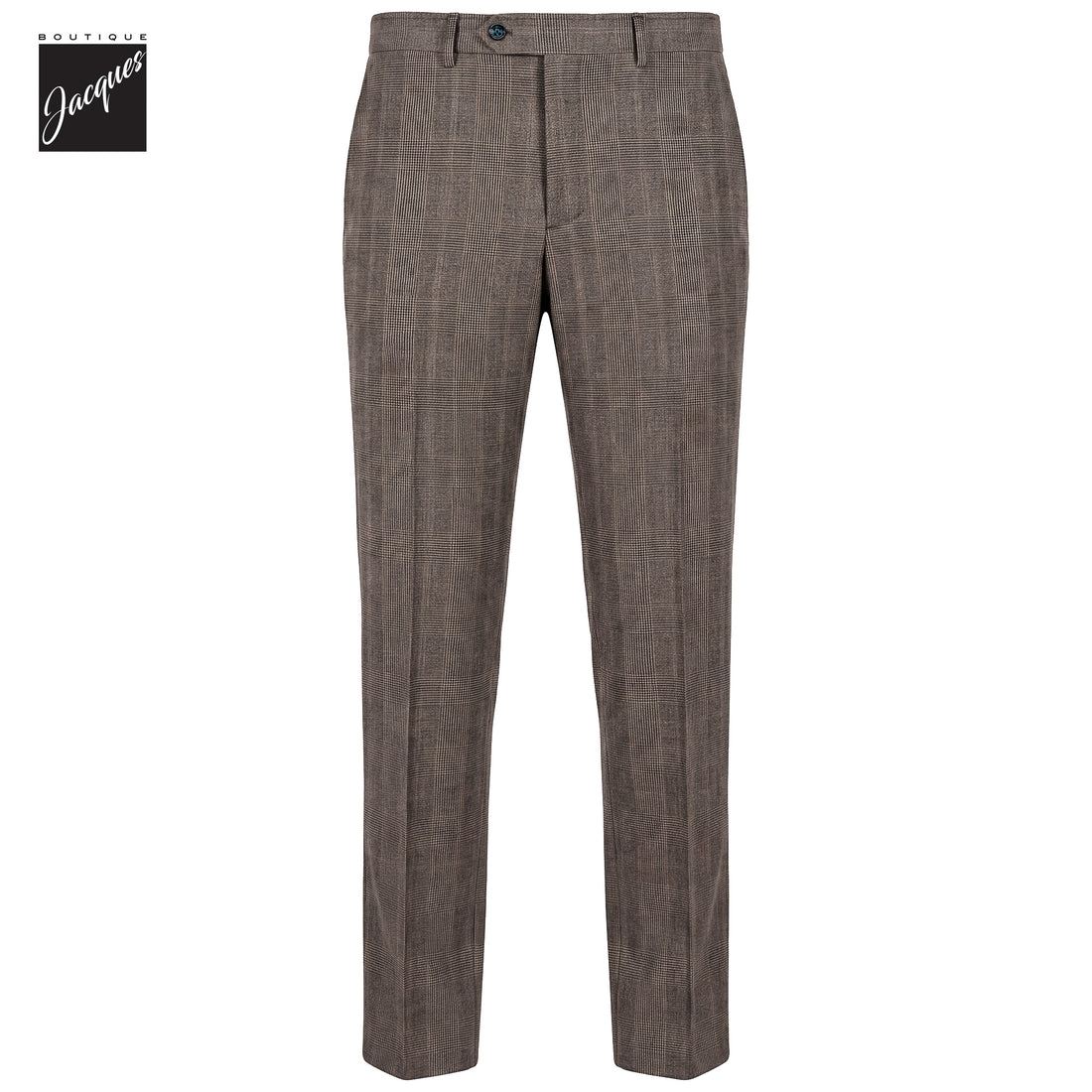 Black & Caramel Prince-of-Wales Wool Vulcano Fit Flannel Trousers - Berwich