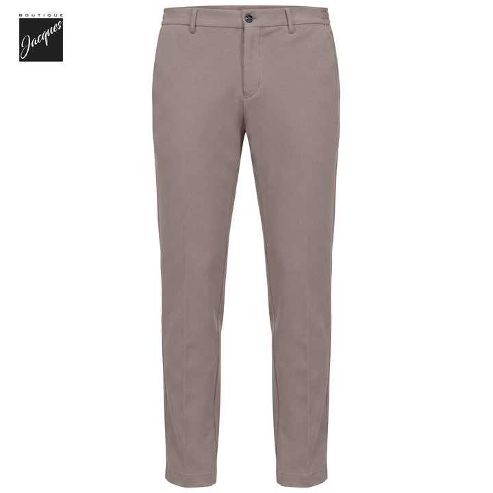Light Fango (Mud) Cotton-Stretch Morello Elax Slim Fit Chino Trousers - Berwich