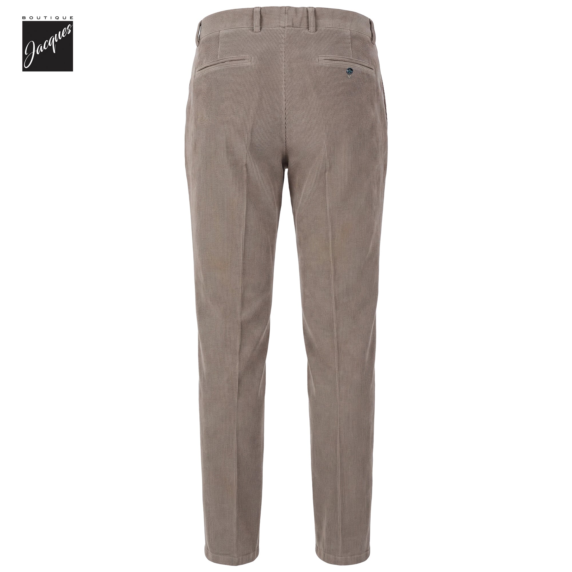 Light Fango (Mud) Cotton-Modal Corduroy Vulcano Fit Pleated Trousers - Berwich