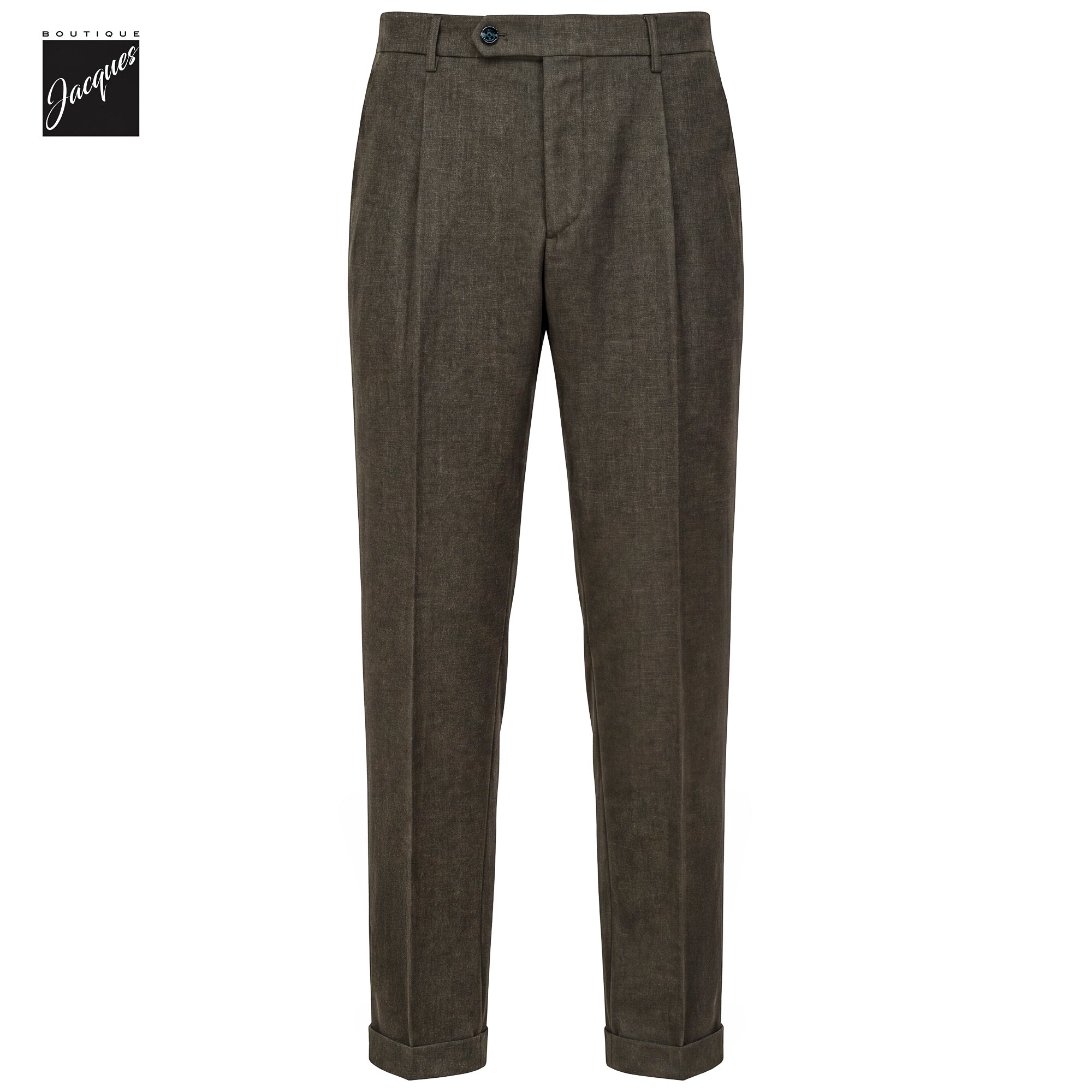 Olive Brown Mélange Cashmere-Blend XRetro Long Pleated Trousers - Berwich