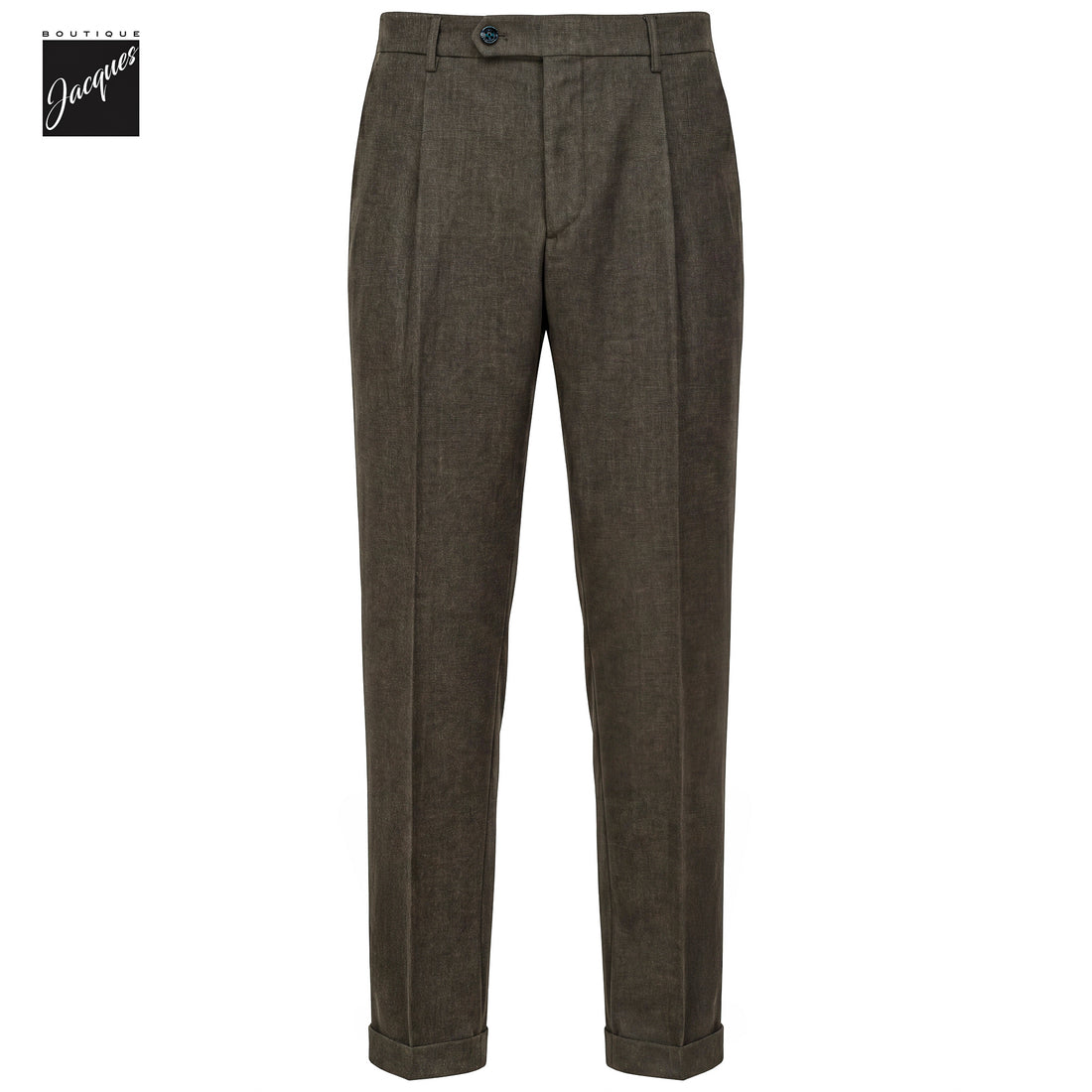 Olive Brown Mélange Cashmere-Blend XRetro Long Pleated Trousers - Berwich