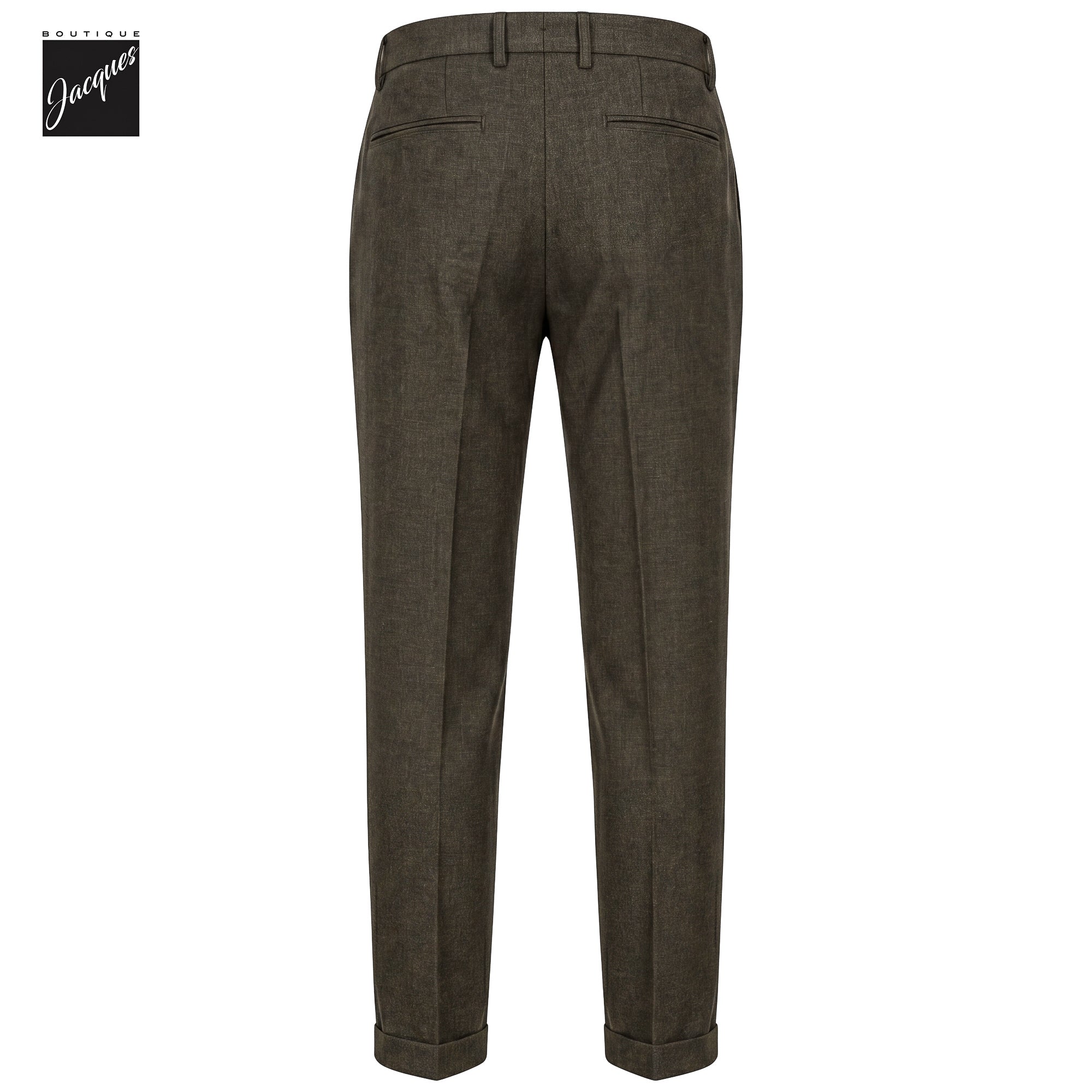 Olive Brown Mélange Cashmere-Blend XRetro Long Pleated Trousers - Berwich