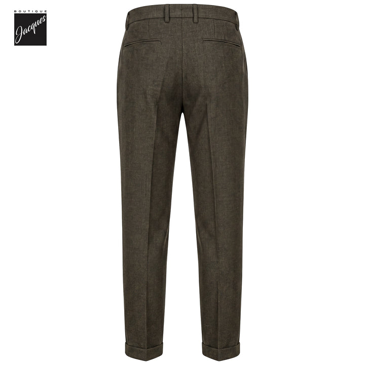Olive Brown Mélange Cashmere-Blend XRetro Long Pleated Trousers - Berwich