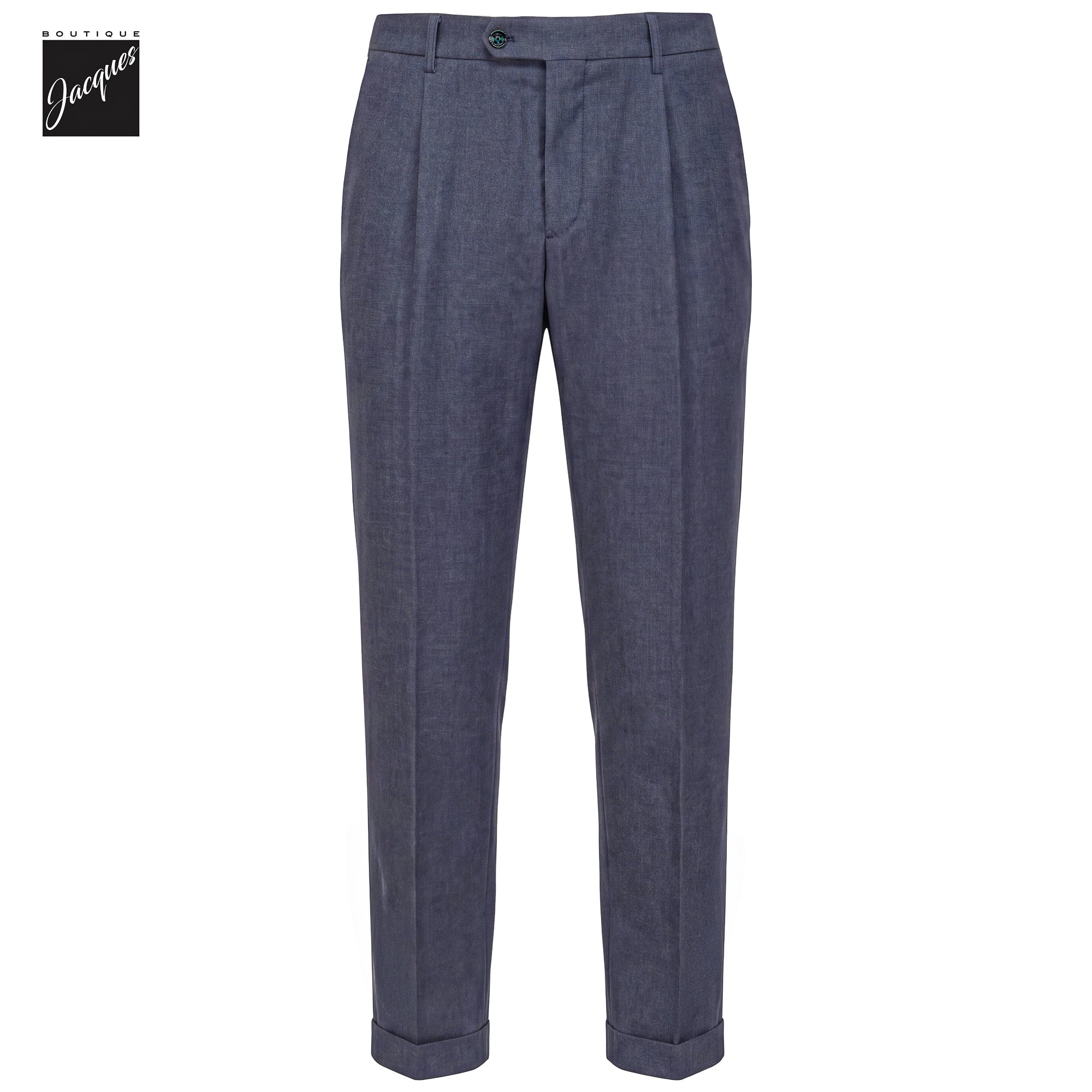 Indigo Mélange Cashmere-Blend XRetro Long Pleated Trousers - Berwich