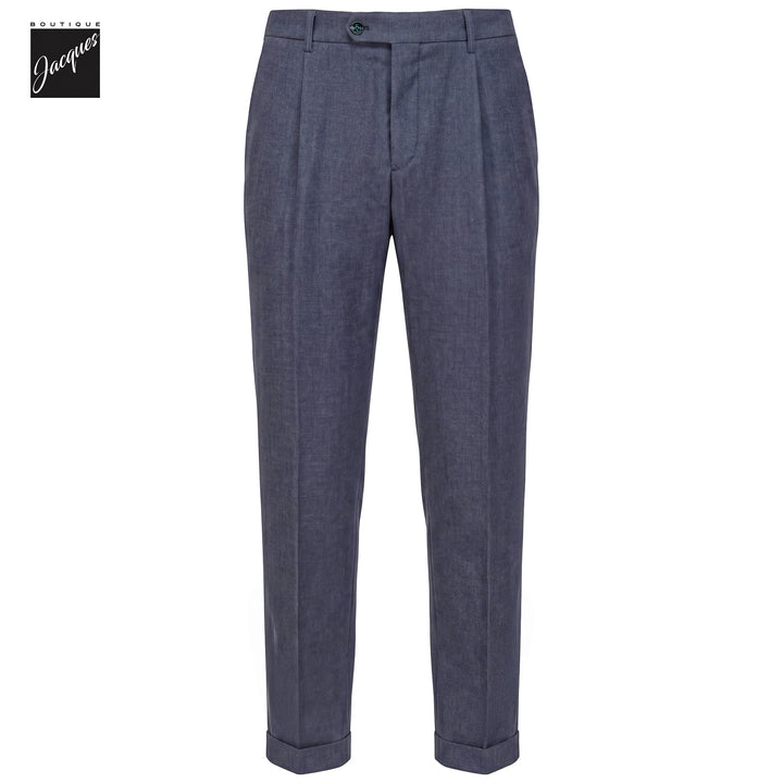 Indigo Mélange Cashmere-Blend XRetro Long Pleated Trousers - Berwich