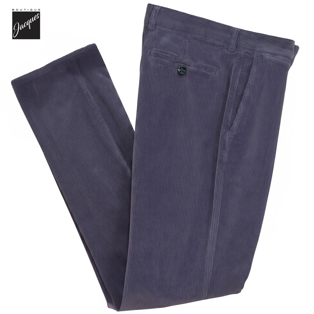 Dark Periwinkle Garment-Dyed Cotton Corduroy Vulcano Fit Trousers - Berwich