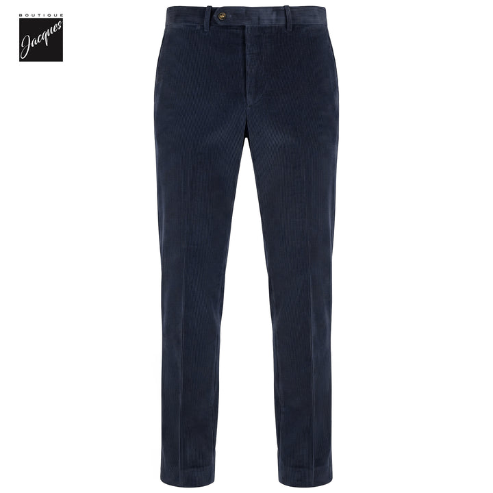 Navy Zegna Cotton-Cashmere Corduroy Vulcano Lux Trousers - Berwich Platinum