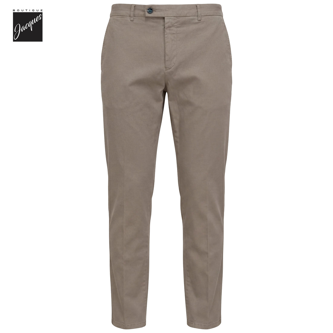 Light Fango (Mud) Cotton-Lyocell Stretch Vulcano Elax Chino Trousers - Berwich