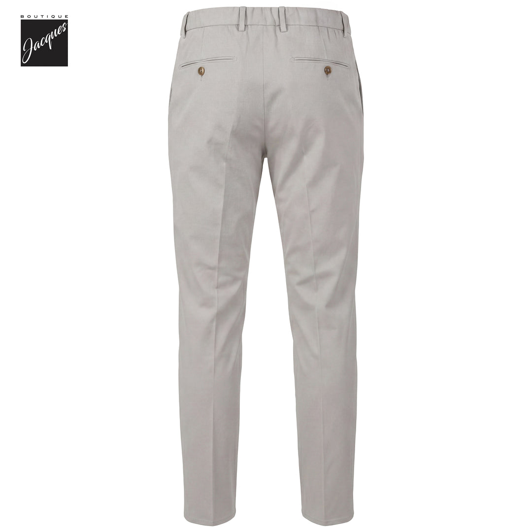 Light Gray Cotton Bi-Stretch Vulcano PElax Pleated Chino Trousers - Berwich