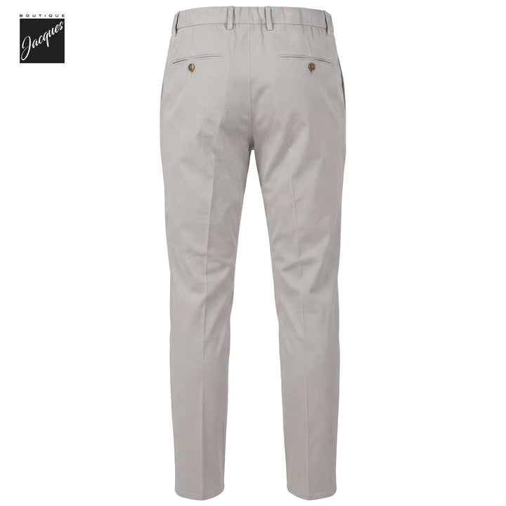 Light Gray Cotton Bi-Stretch Vulcano PElax Pleated Chino Trousers - Berwich