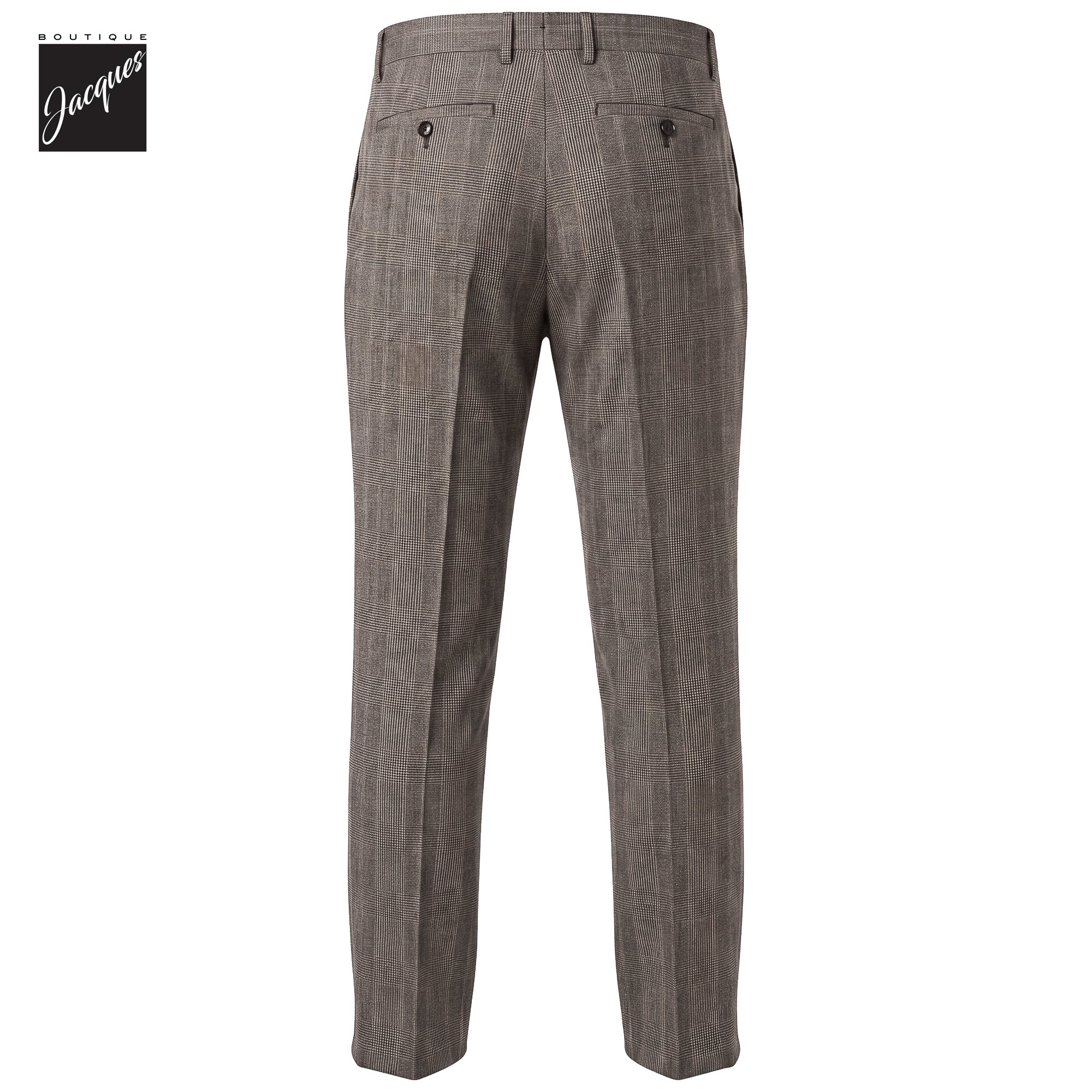 Black & Caramel Prince-of-Wales Wool Vulcano Fit Flannel Trousers - Berwich