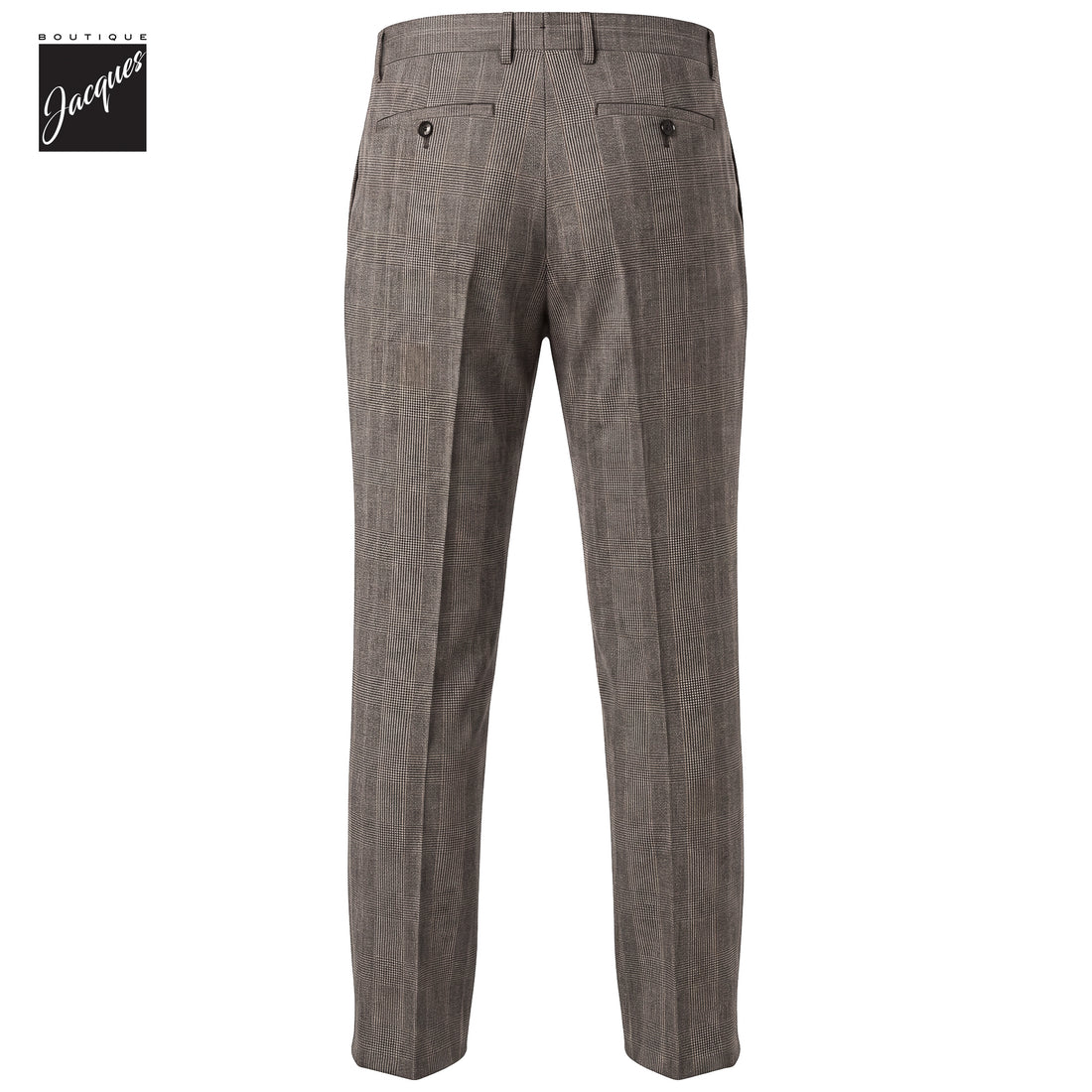 Black & Caramel Prince-of-Wales Wool Vulcano Fit Flannel Trousers - Berwich