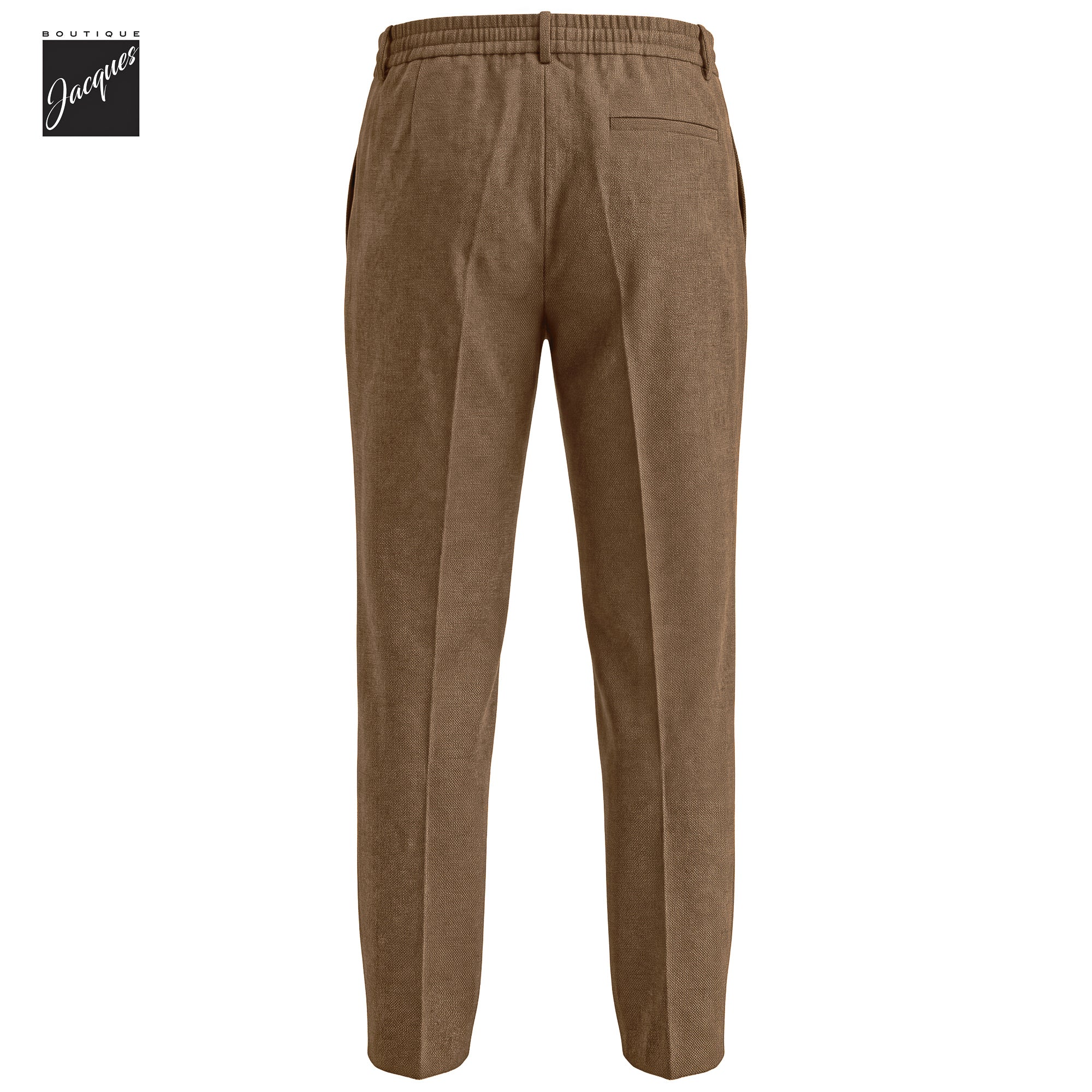Caramel Birdseye Wool Spiaggia Fit Pleated Drawstring Trousers - Berwich