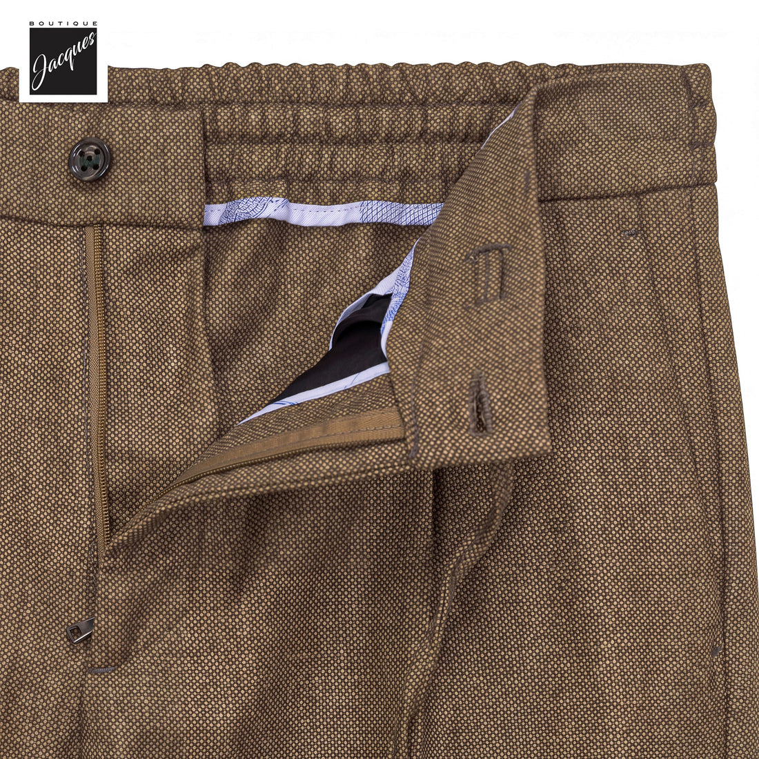 Caramel Birdseye Wool Spiaggia Fit Pleated Drawstring Trousers - Berwich
