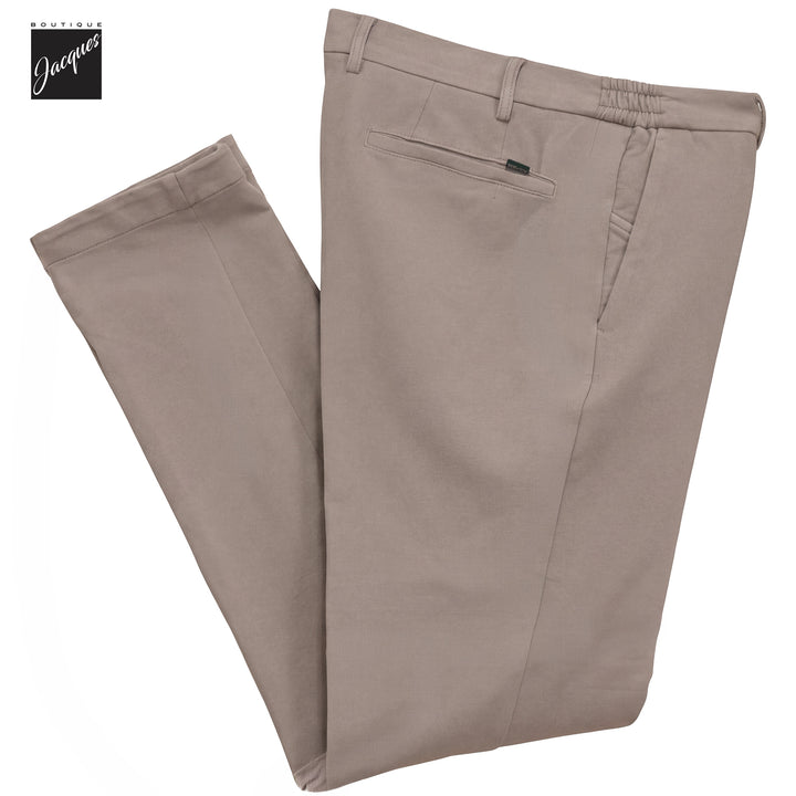 Light Fango (Mud) Cotton-Stretch Morello Elax Slim Fit Chino Trousers - Berwich