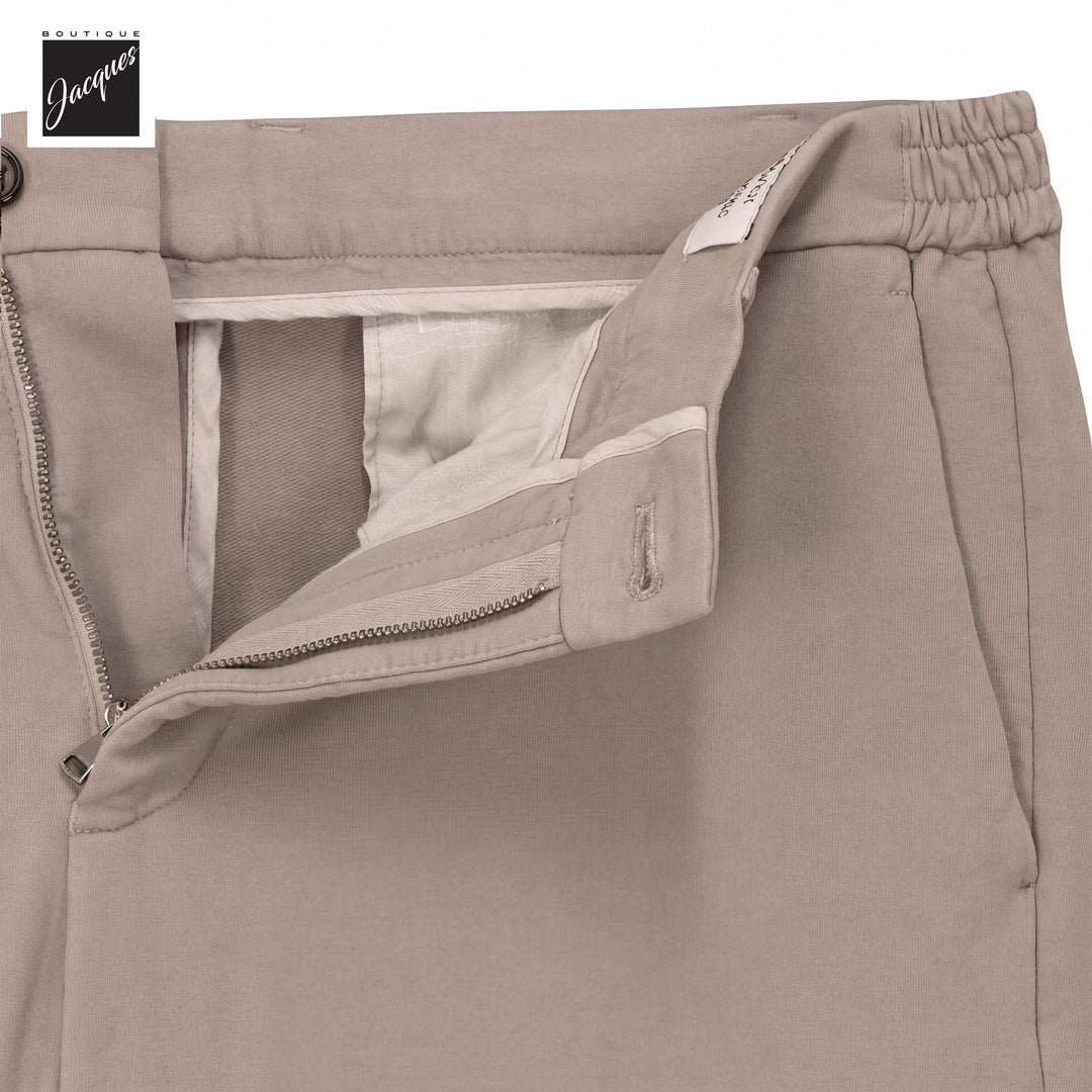 Light Fango (Mud) Cotton-Stretch Morello Elax Slim Fit Chino Trousers - Berwich
