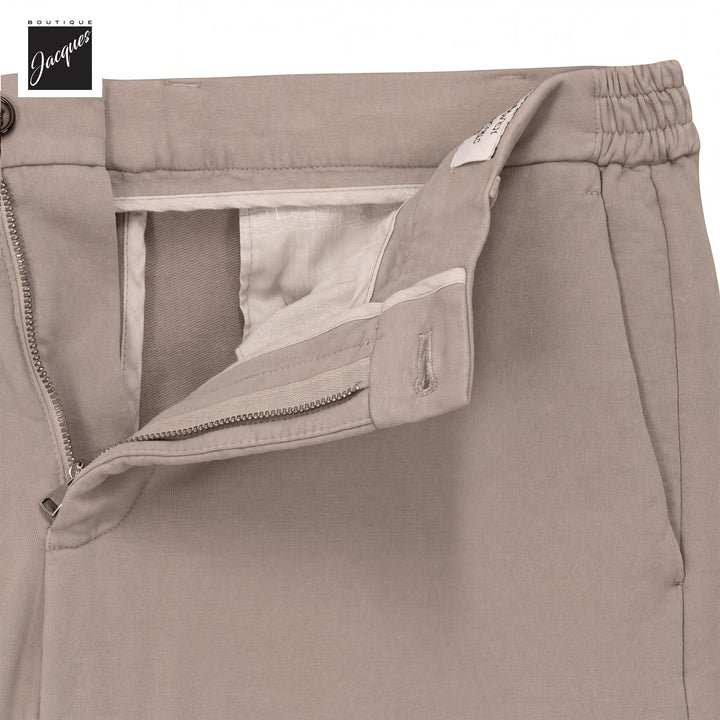 Light Fango (Mud) Cotton-Stretch Morello Elax Slim Fit Chino Trousers - Berwich