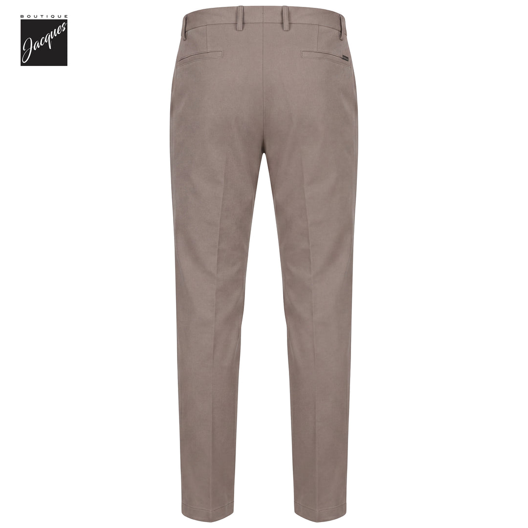 Light Fango (Mud) Cotton-Stretch Morello Elax Slim Fit Chino Trousers - Berwich