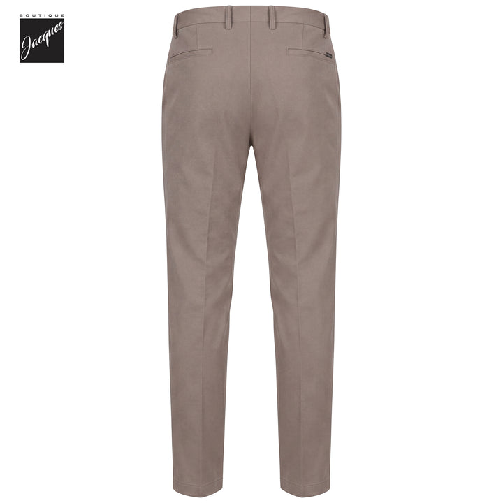 Light Fango (Mud) Cotton-Stretch Morello Elax Slim Fit Chino Trousers - Berwich