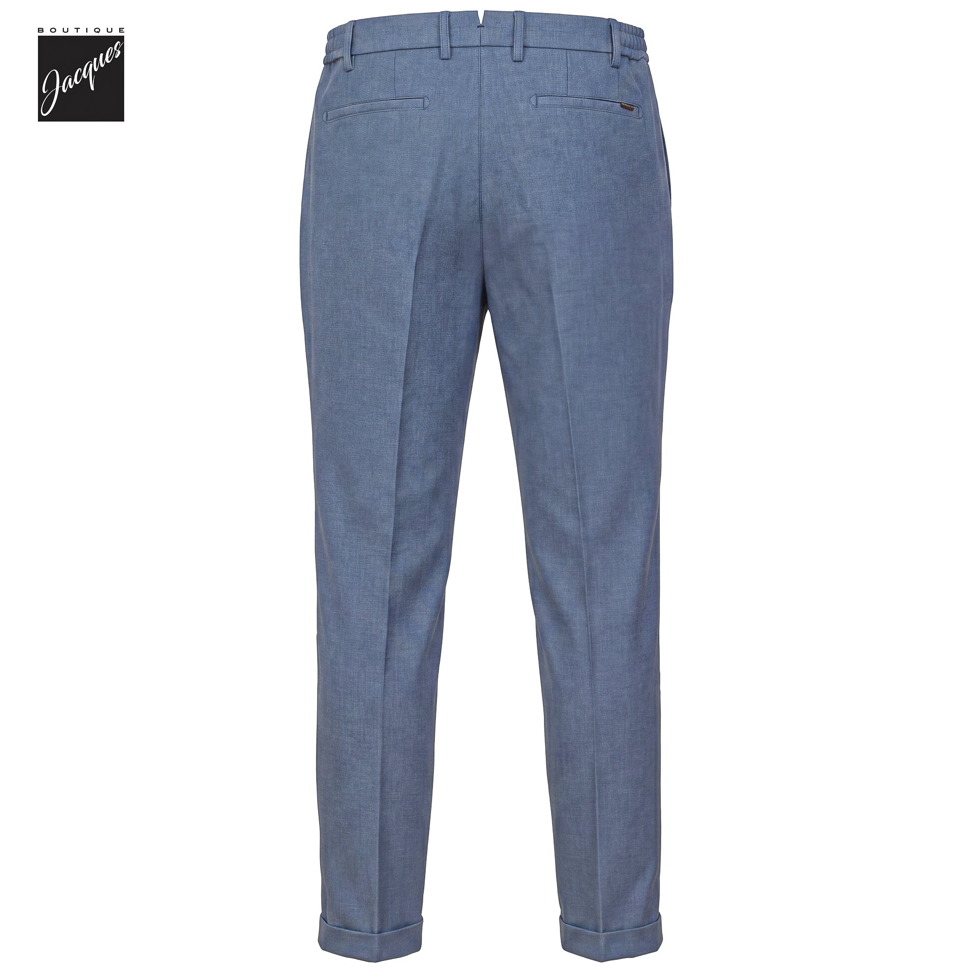 Steel Blue Mélange Cashmere-Blend XRetro Long Pleated Trousers - Berwich