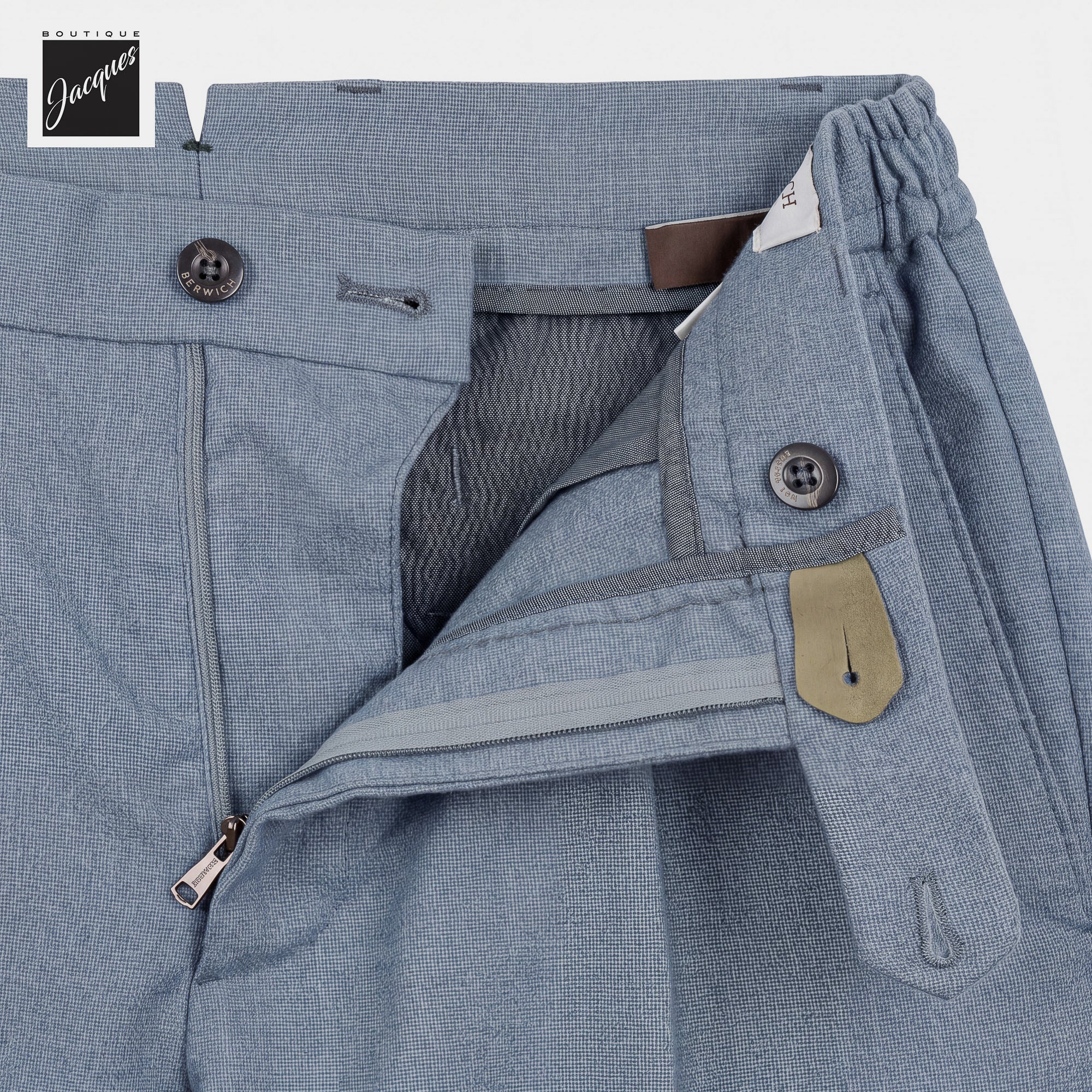 Steel Blue Mélange Cashmere-Blend XRetro Long Pleated Trousers - Berwich