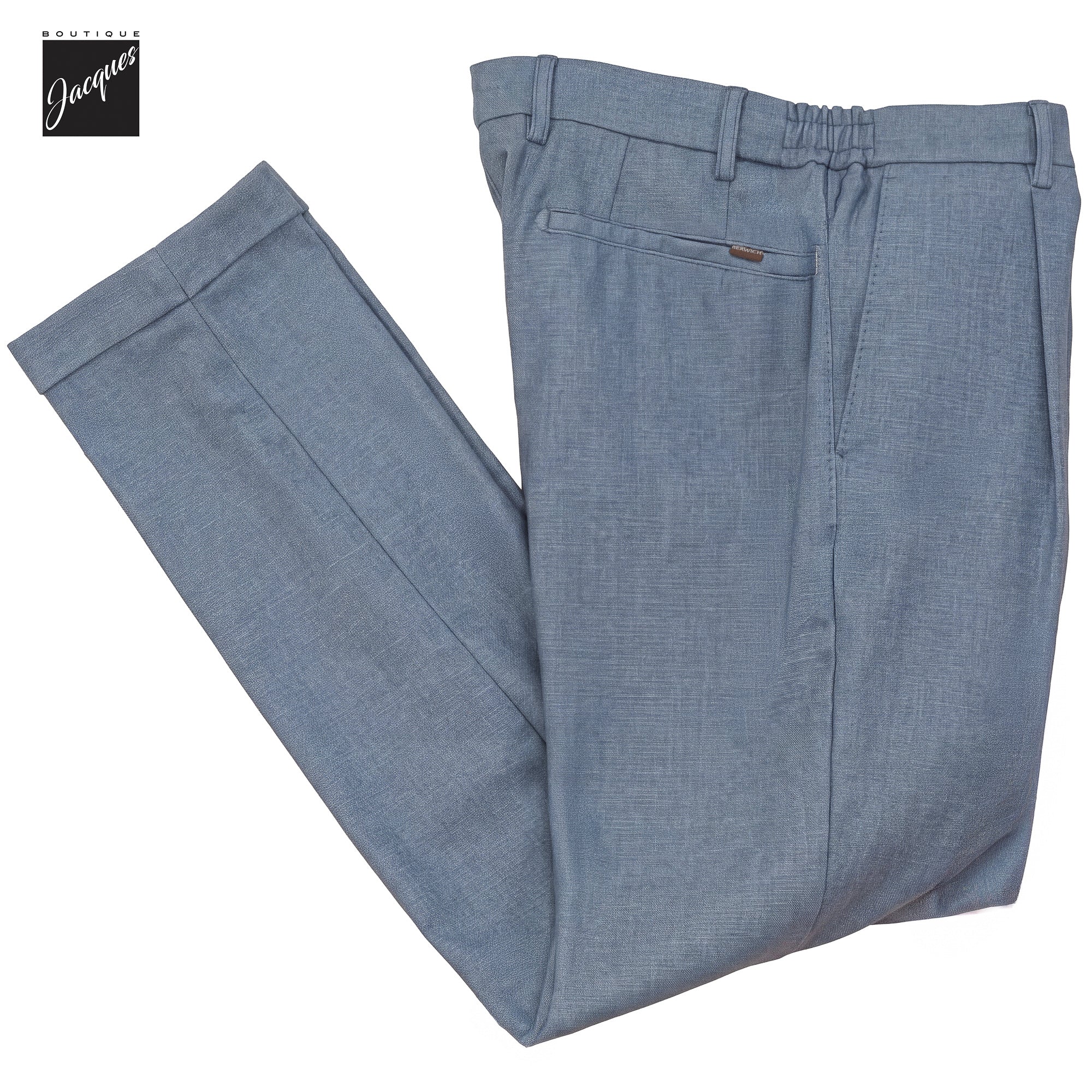 Steel Blue Mélange Cashmere-Blend XRetro Long Pleated Trousers - Berwich