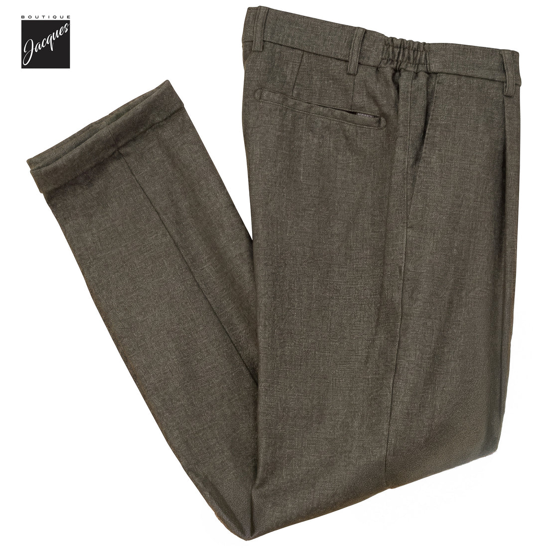 Olive Brown Mélange Cashmere-Blend XRetro Long Pleated Trousers - Berwich