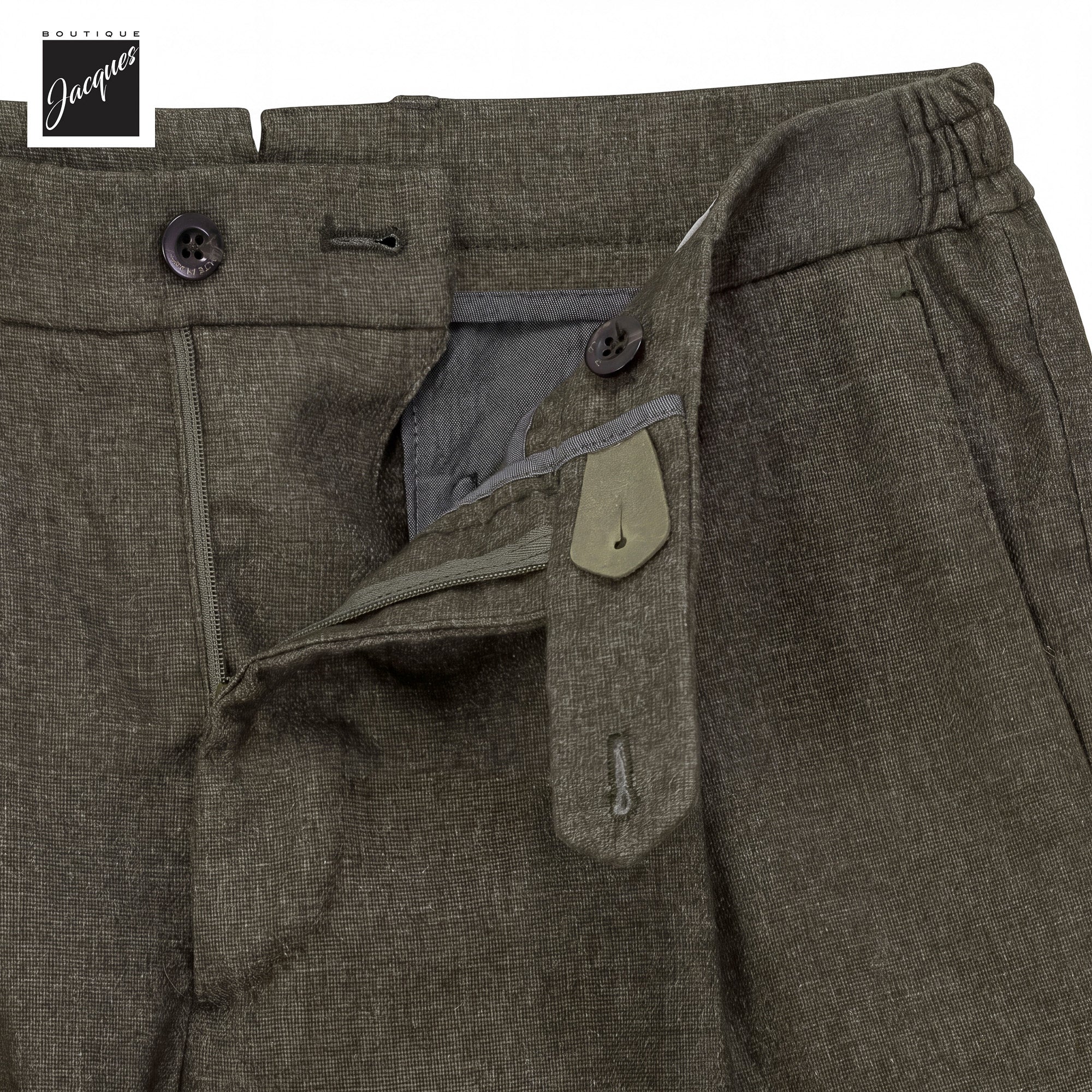 Olive Brown Mélange Cashmere-Blend XRetro Long Pleated Trousers - Berwich