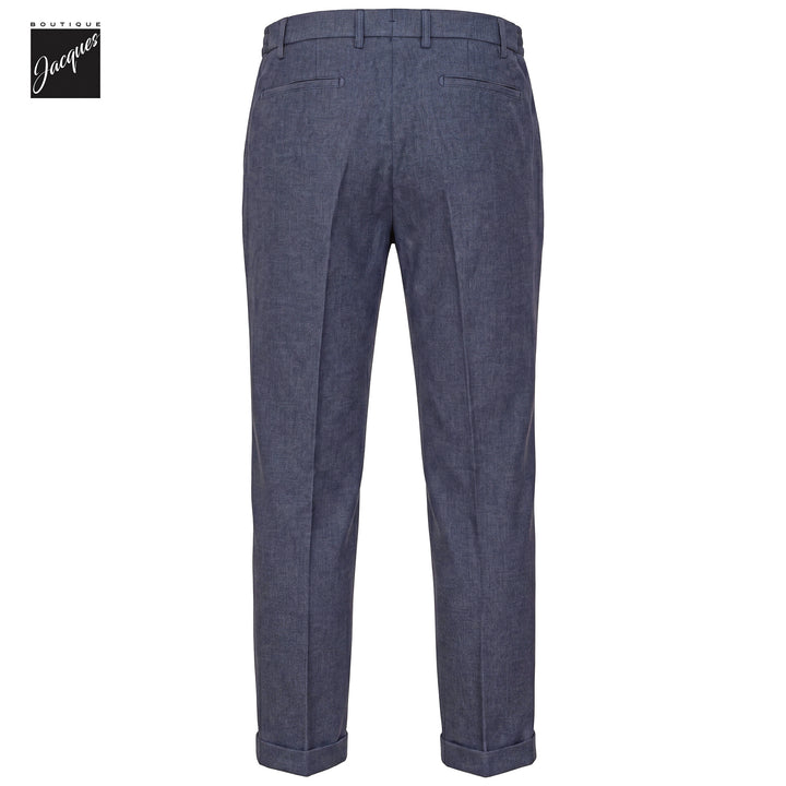 Indigo Mélange Cashmere-Blend XRetro Long Pleated Trousers - Berwich