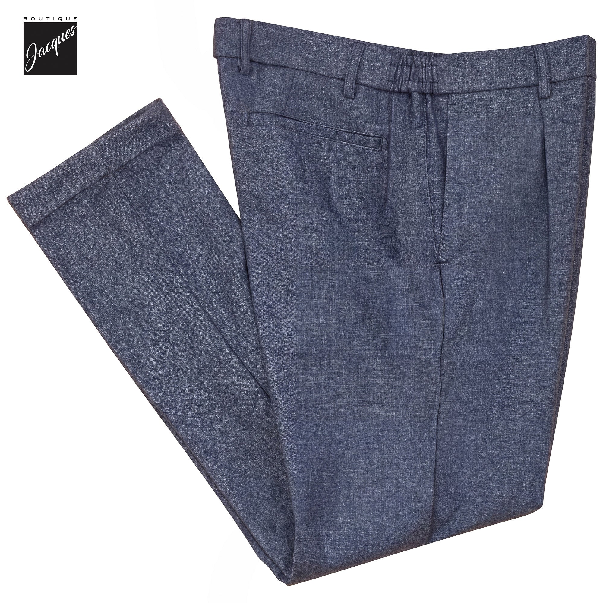 Indigo Mélange Cashmere-Blend XRetro Long Pleated Trousers - Berwich