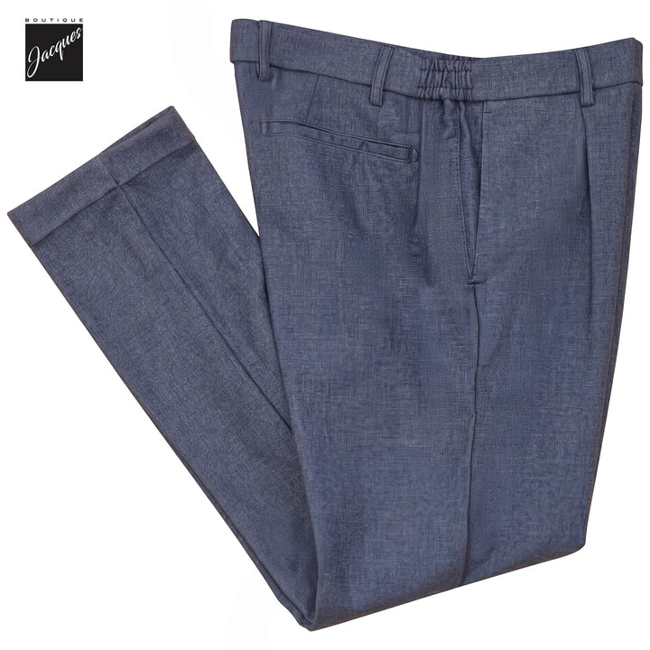 Indigo Mélange Cashmere-Blend XRetro Long Pleated Trousers - Berwich