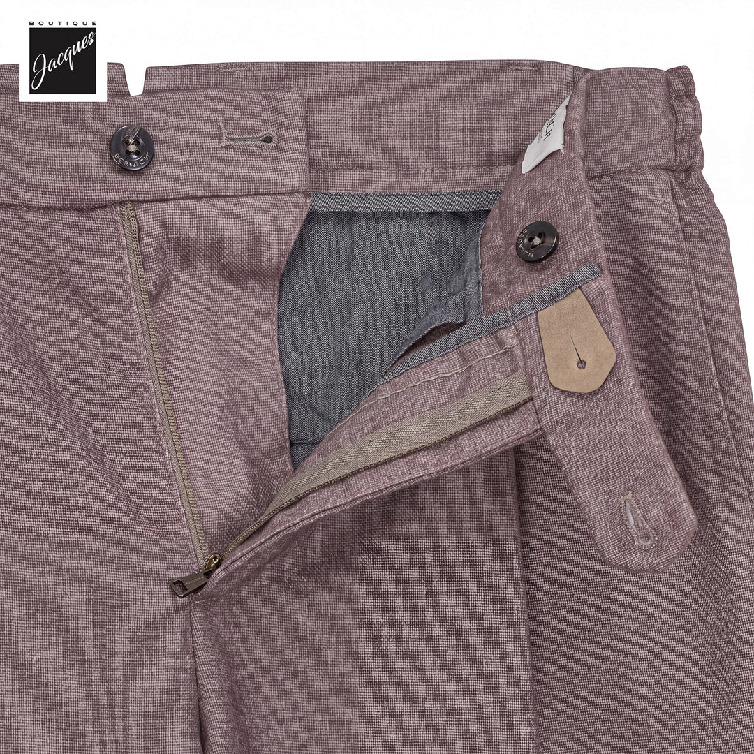 Dusty Rose Mélange Cashmere-Blend XRetro Long Pleated Trousers - Berwich