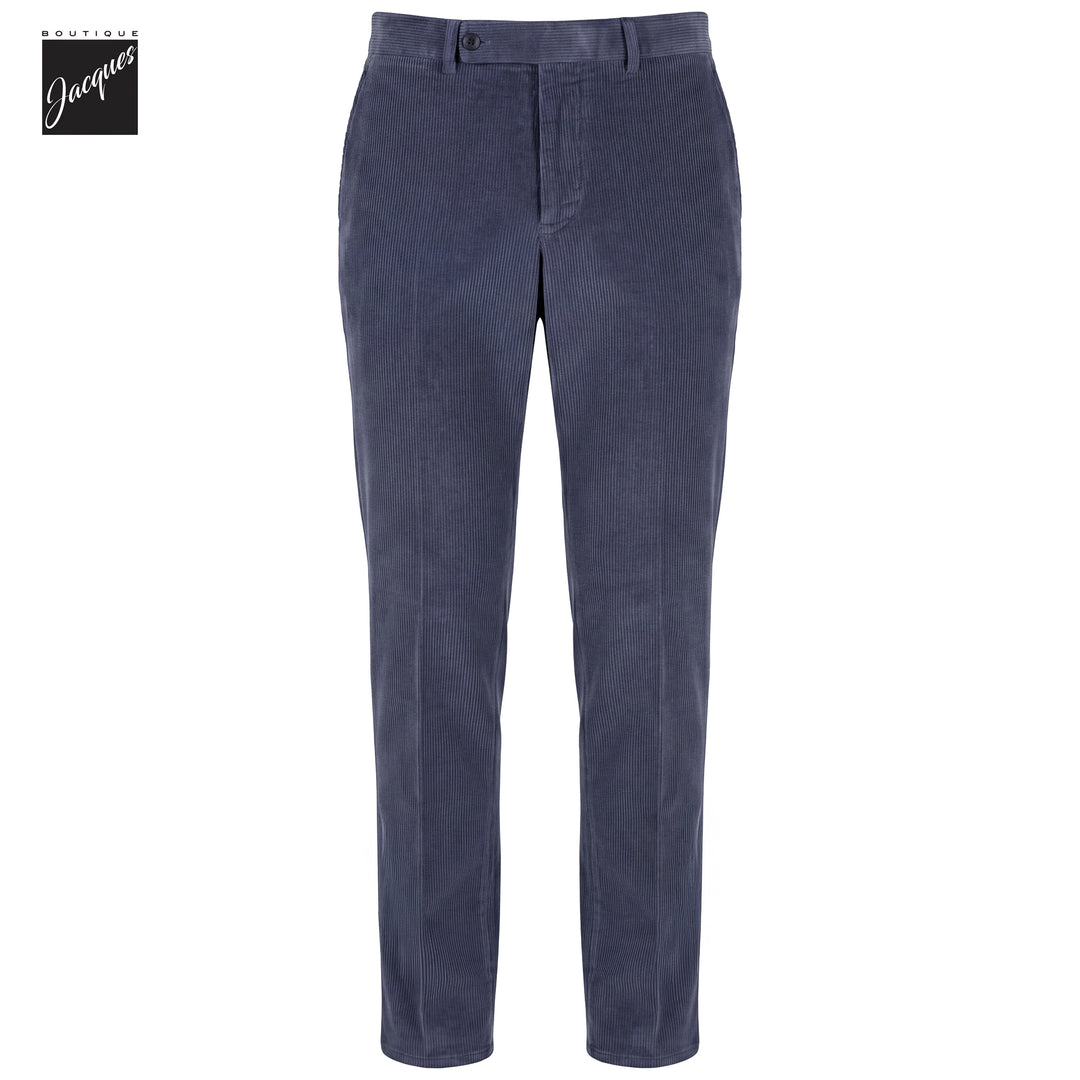 Dark Periwinkle Garment-Dyed Cotton Corduroy Vulcano Fit Trousers - Berwich